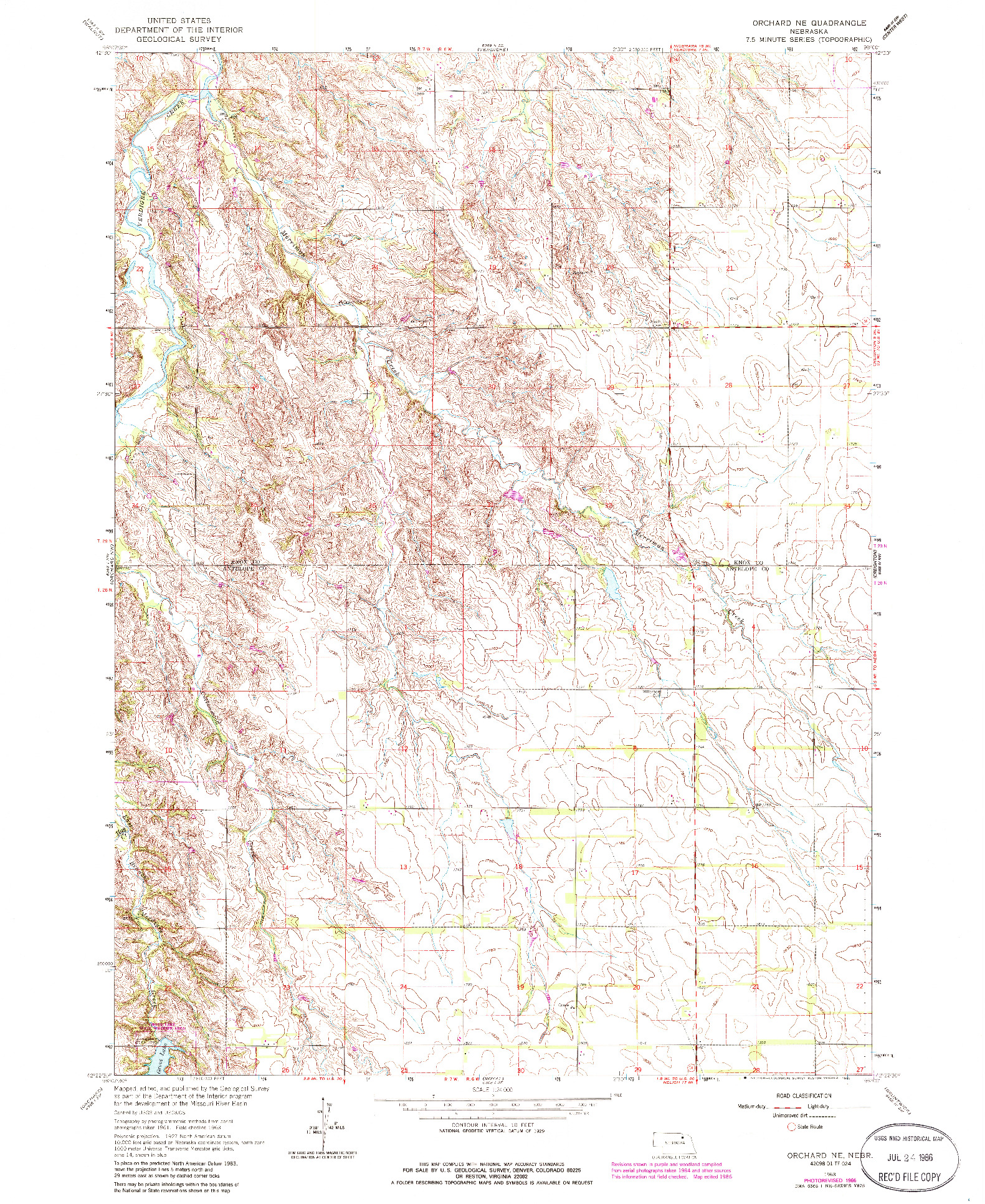 USGS 1:24000-SCALE QUADRANGLE FOR ORCHARD NE, NE 1963