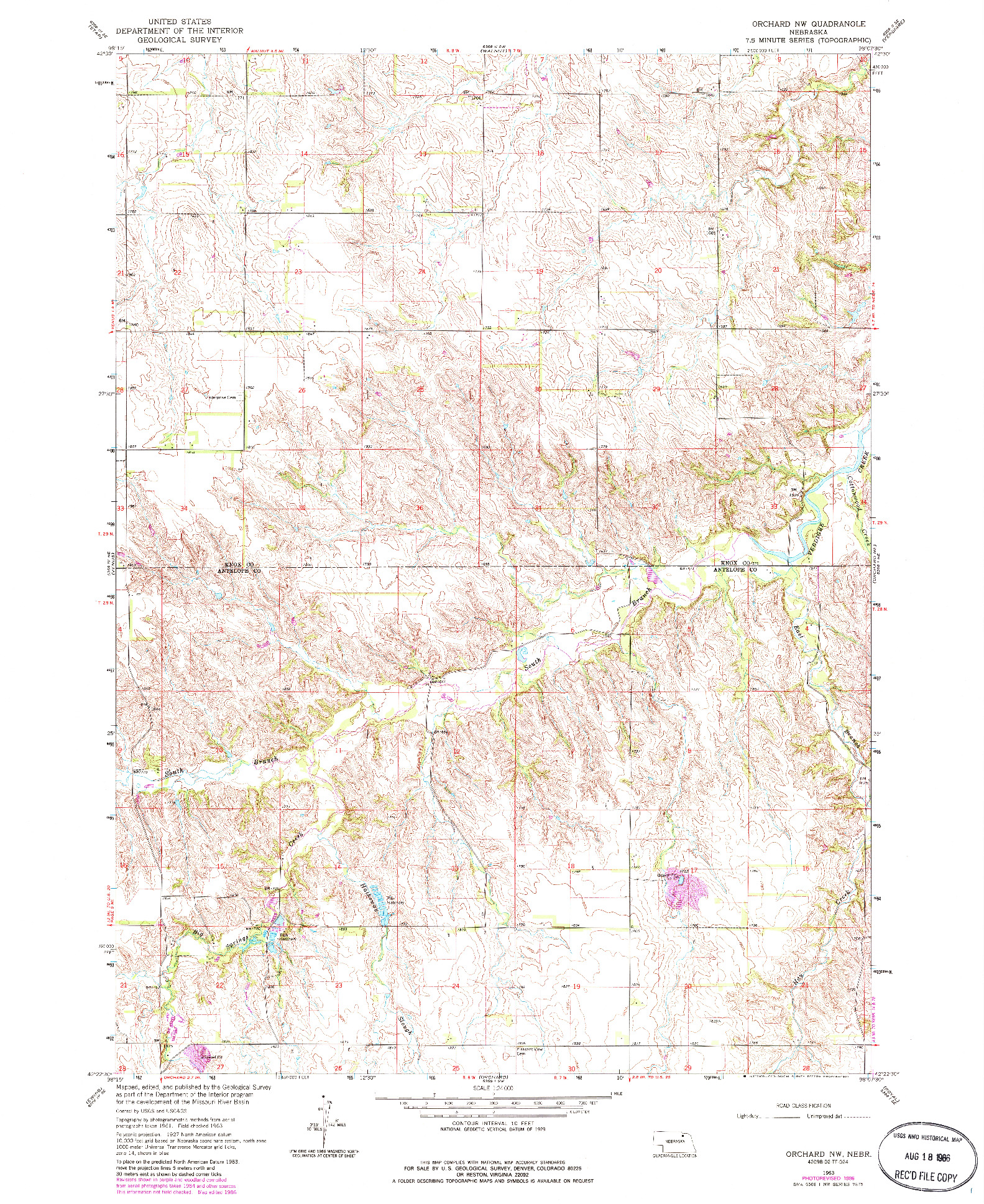 USGS 1:24000-SCALE QUADRANGLE FOR ORCHARD NW, NE 1963