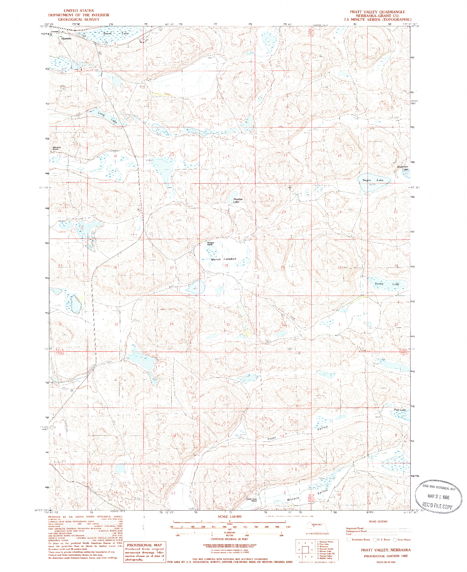 USGS 1:24000-SCALE QUADRANGLE FOR PRATT VALLEY, NE 1985