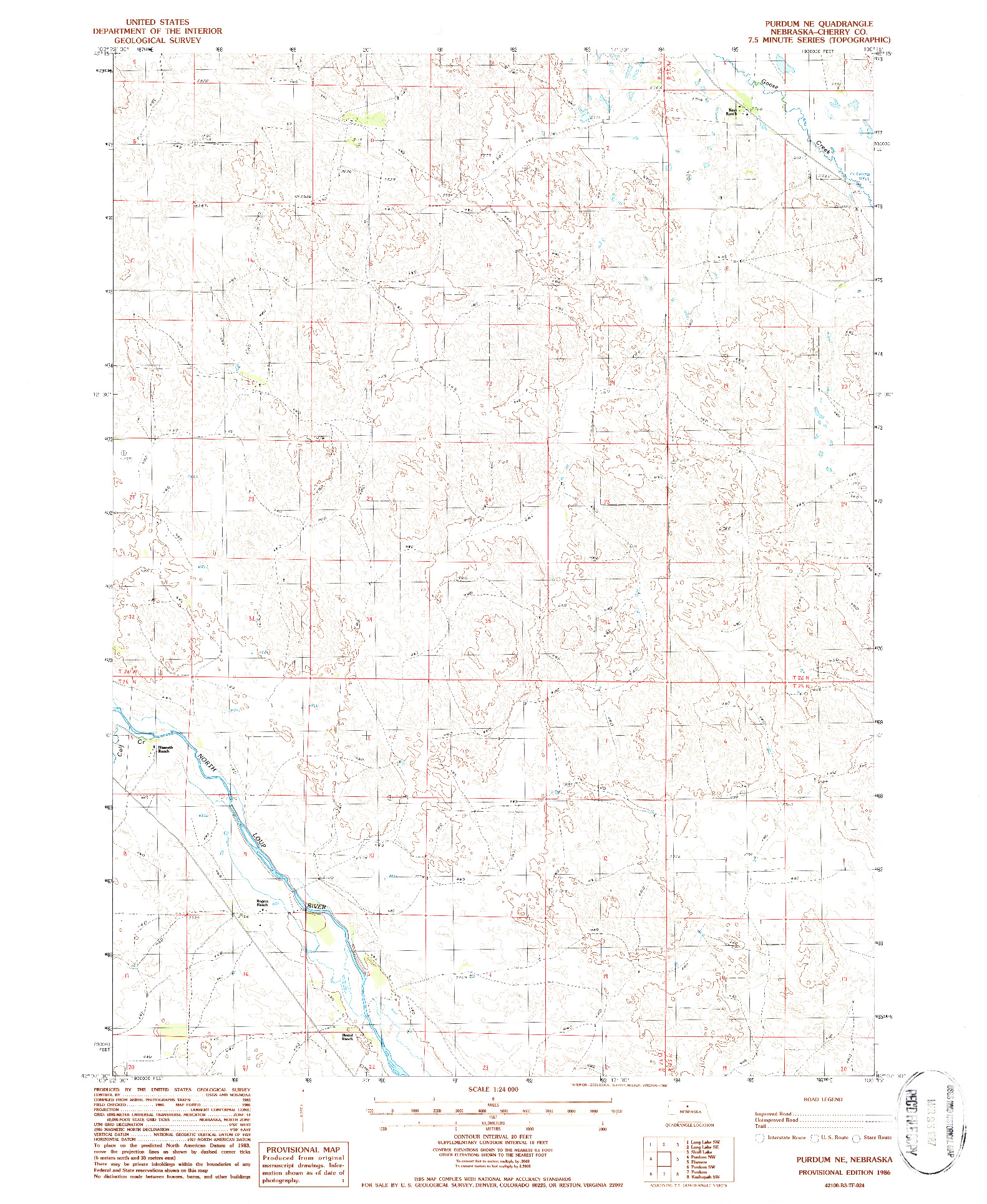 USGS 1:24000-SCALE QUADRANGLE FOR PURDUM NE, NE 1986