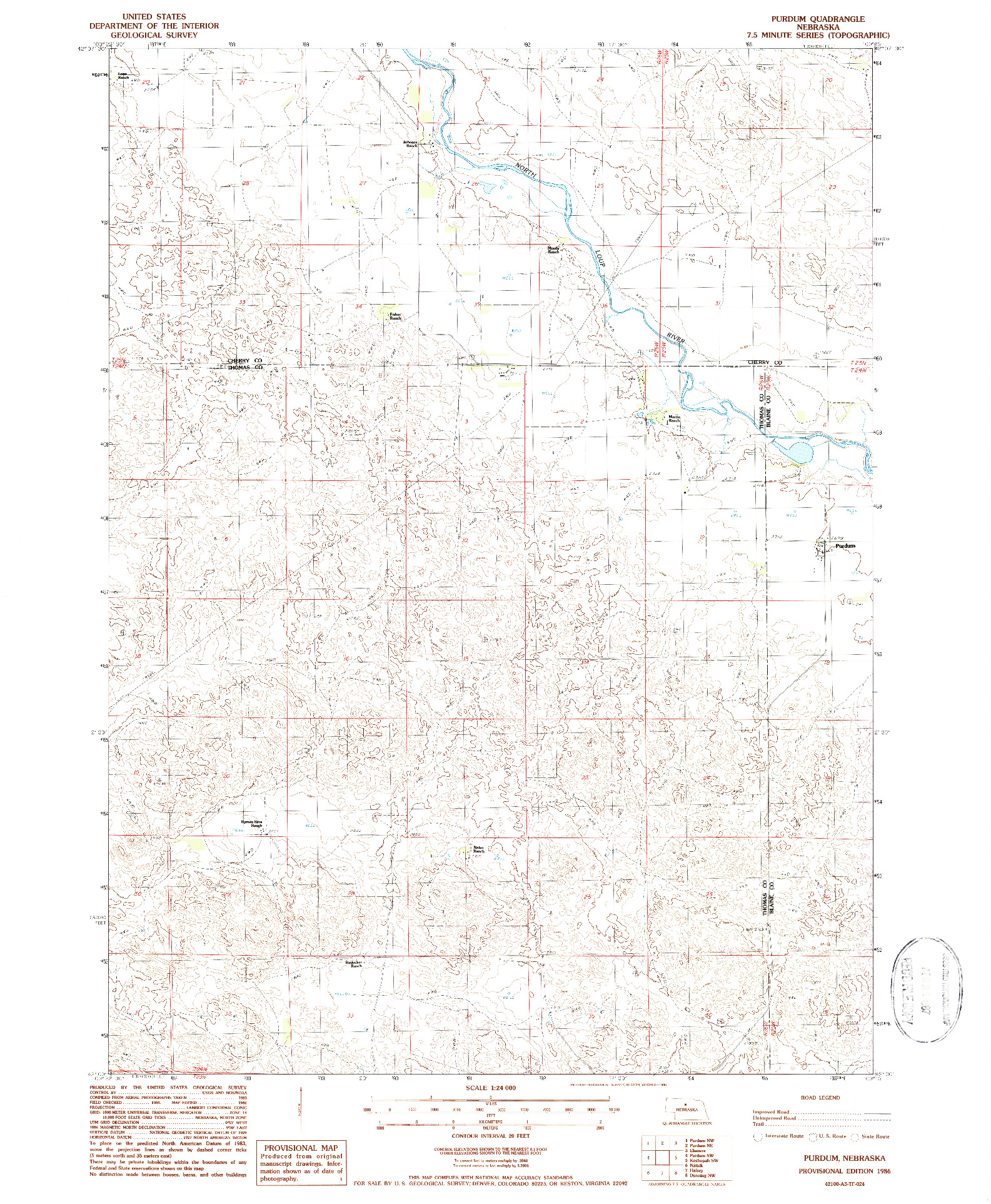 USGS 1:24000-SCALE QUADRANGLE FOR PURDUM, NE 1986