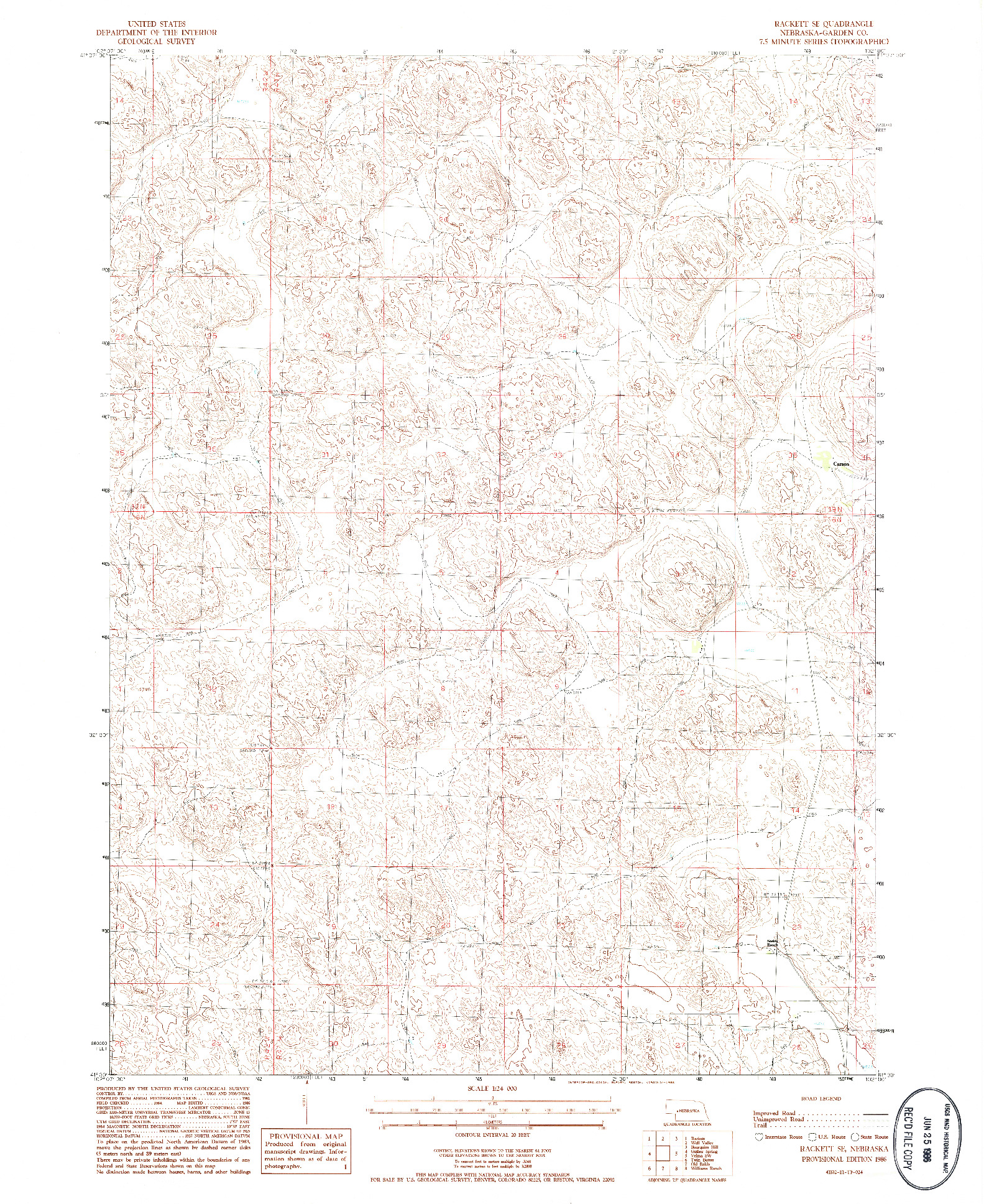 USGS 1:24000-SCALE QUADRANGLE FOR RACKETT SE, NE 1986