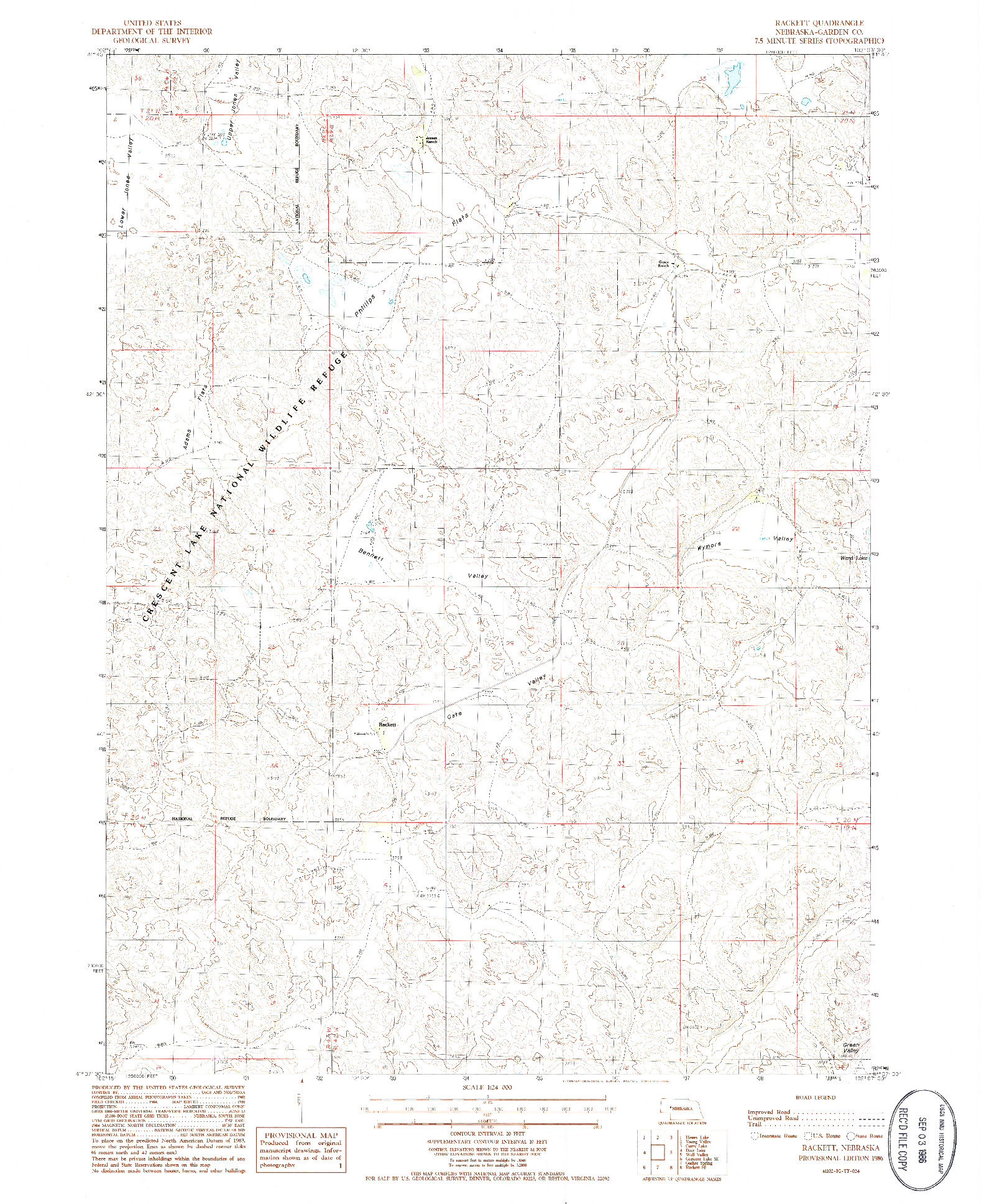 USGS 1:24000-SCALE QUADRANGLE FOR RACKETT, NE 1986