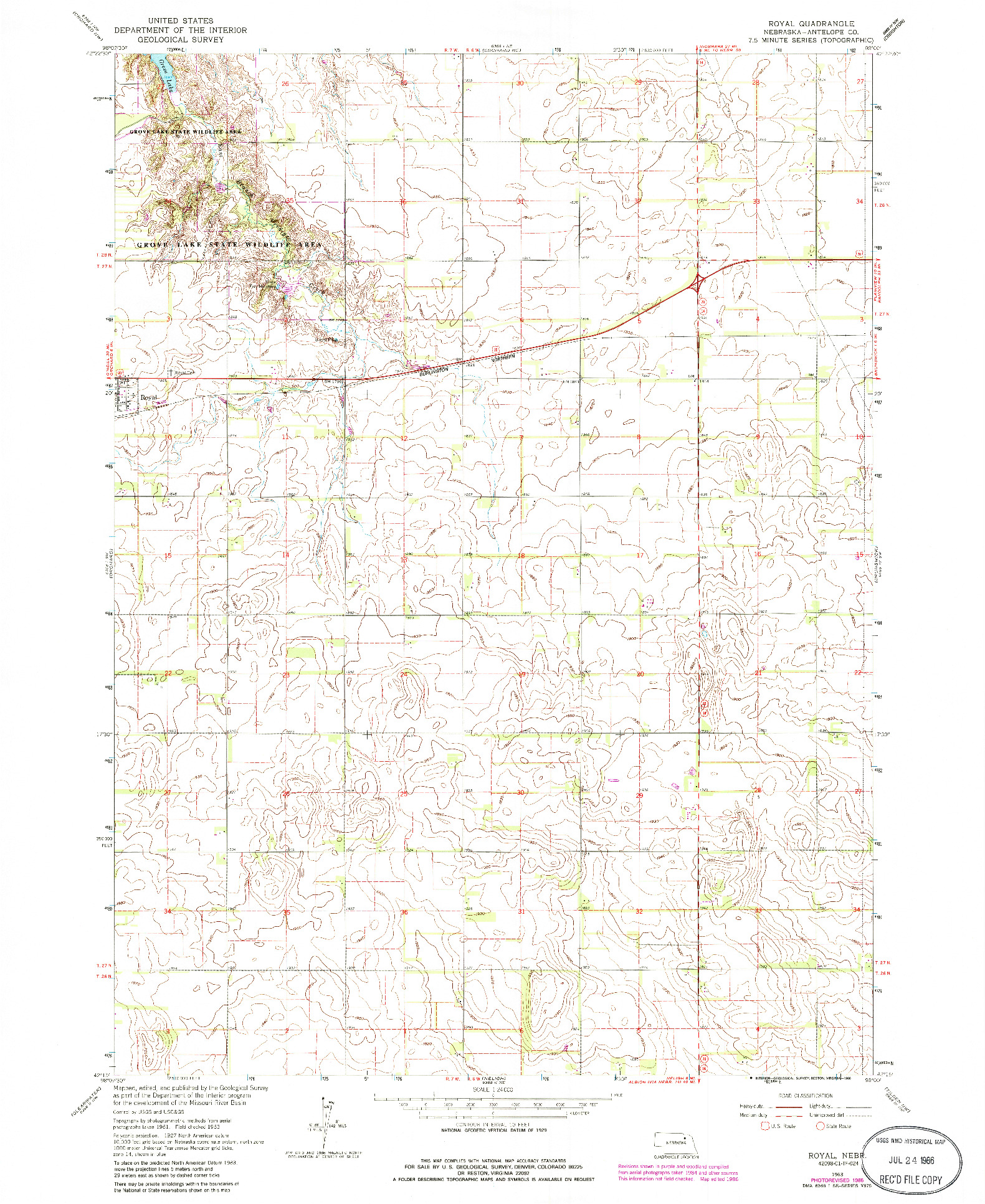 USGS 1:24000-SCALE QUADRANGLE FOR ROYAL, NE 1963