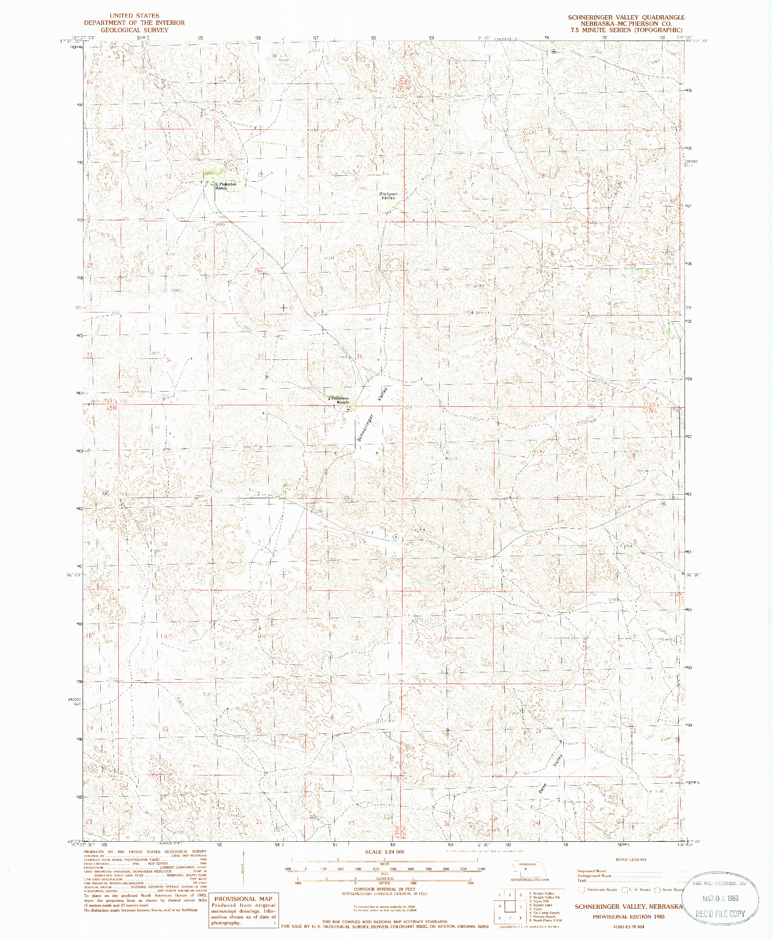 USGS 1:24000-SCALE QUADRANGLE FOR SCHNERINGER VALLEY, NE 1985