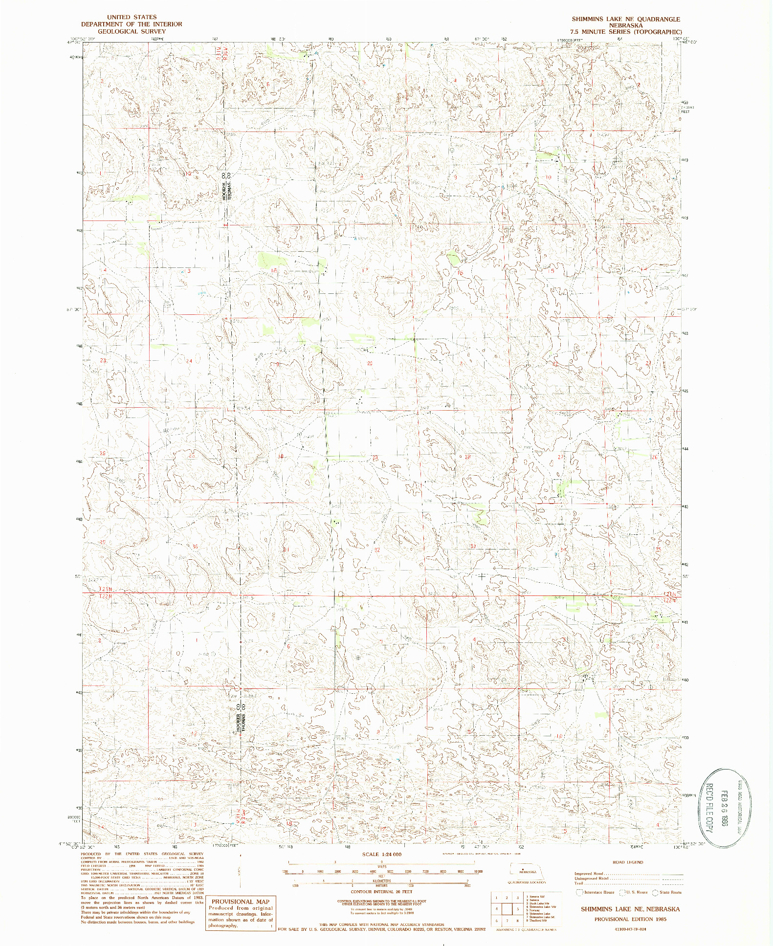 USGS 1:24000-SCALE QUADRANGLE FOR SHIMMINS LAKE NE, NE 1985