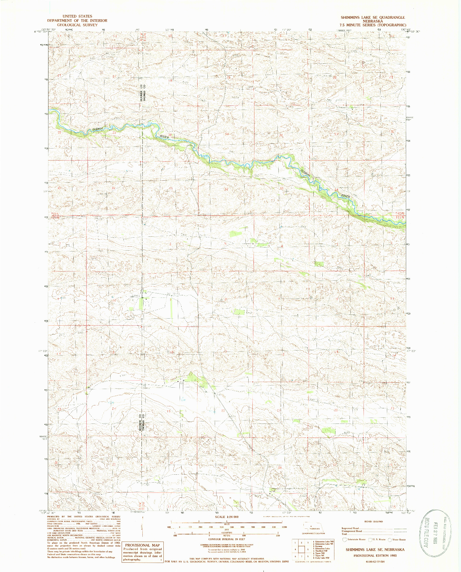 USGS 1:24000-SCALE QUADRANGLE FOR SHIMMINS LAKE SE, NE 1985