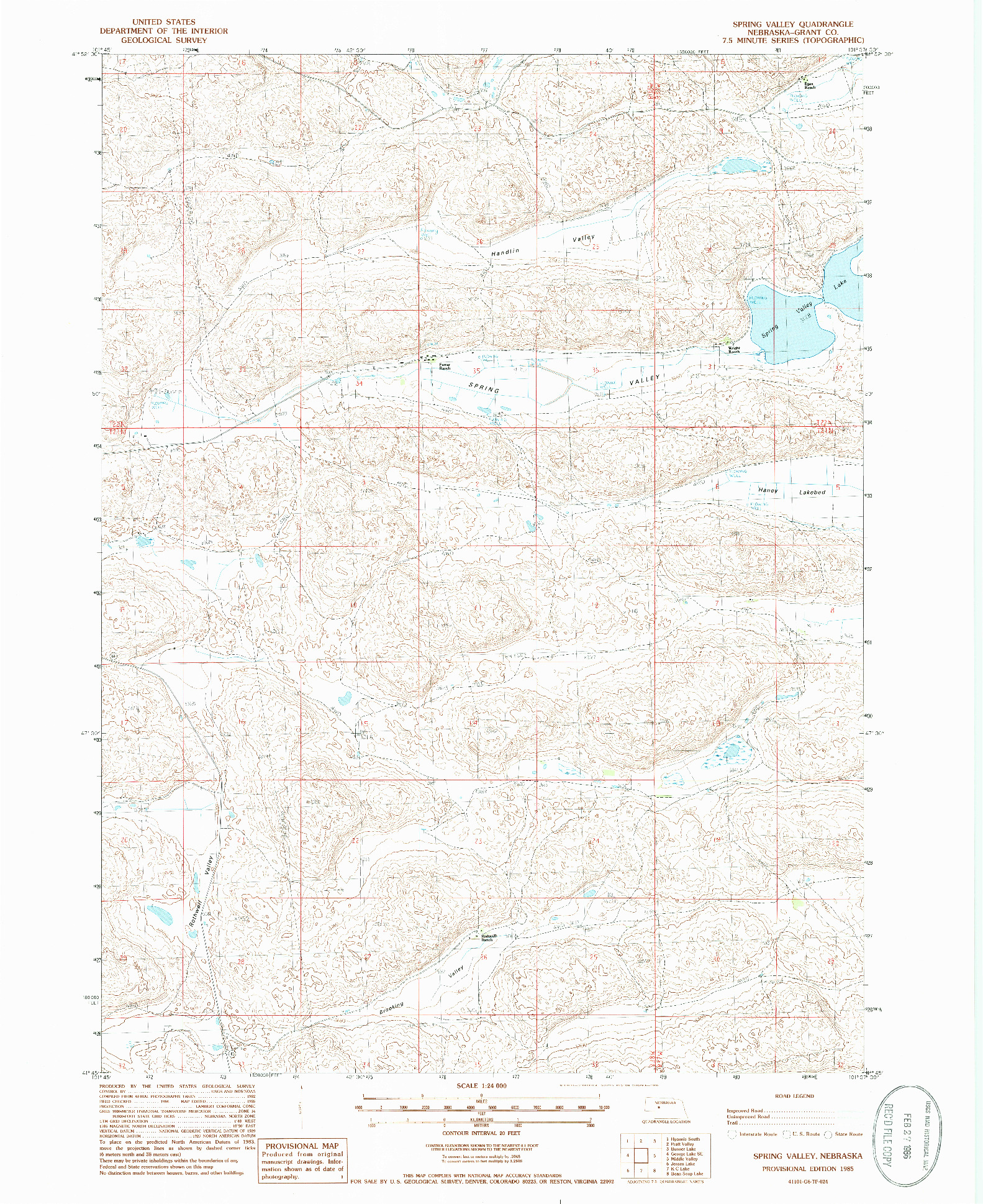 USGS 1:24000-SCALE QUADRANGLE FOR SPRING VALLEY, NE 1985