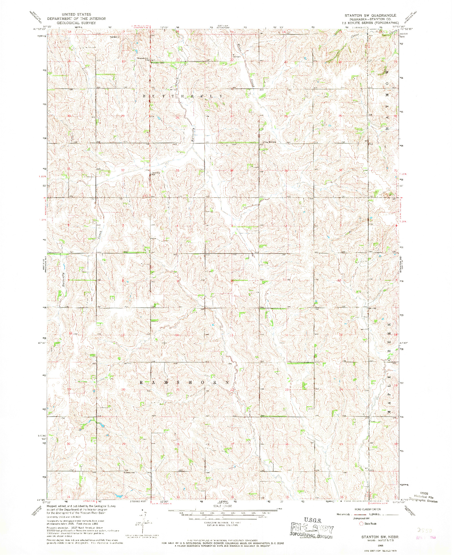 USGS 1:24000-SCALE QUADRANGLE FOR STANTON SW, NE 1966