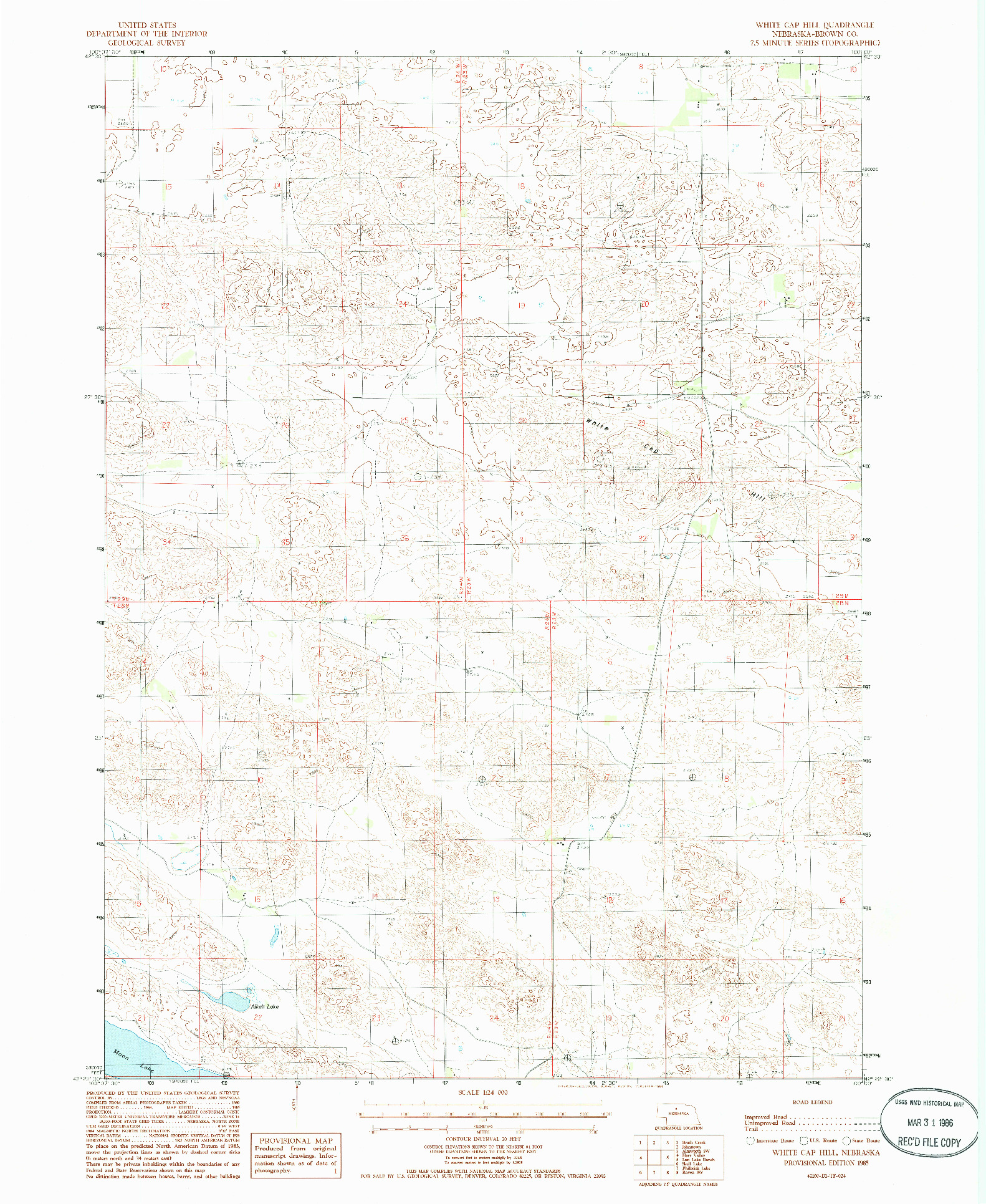 USGS 1:24000-SCALE QUADRANGLE FOR WHITE CAP HILL, NE 1985