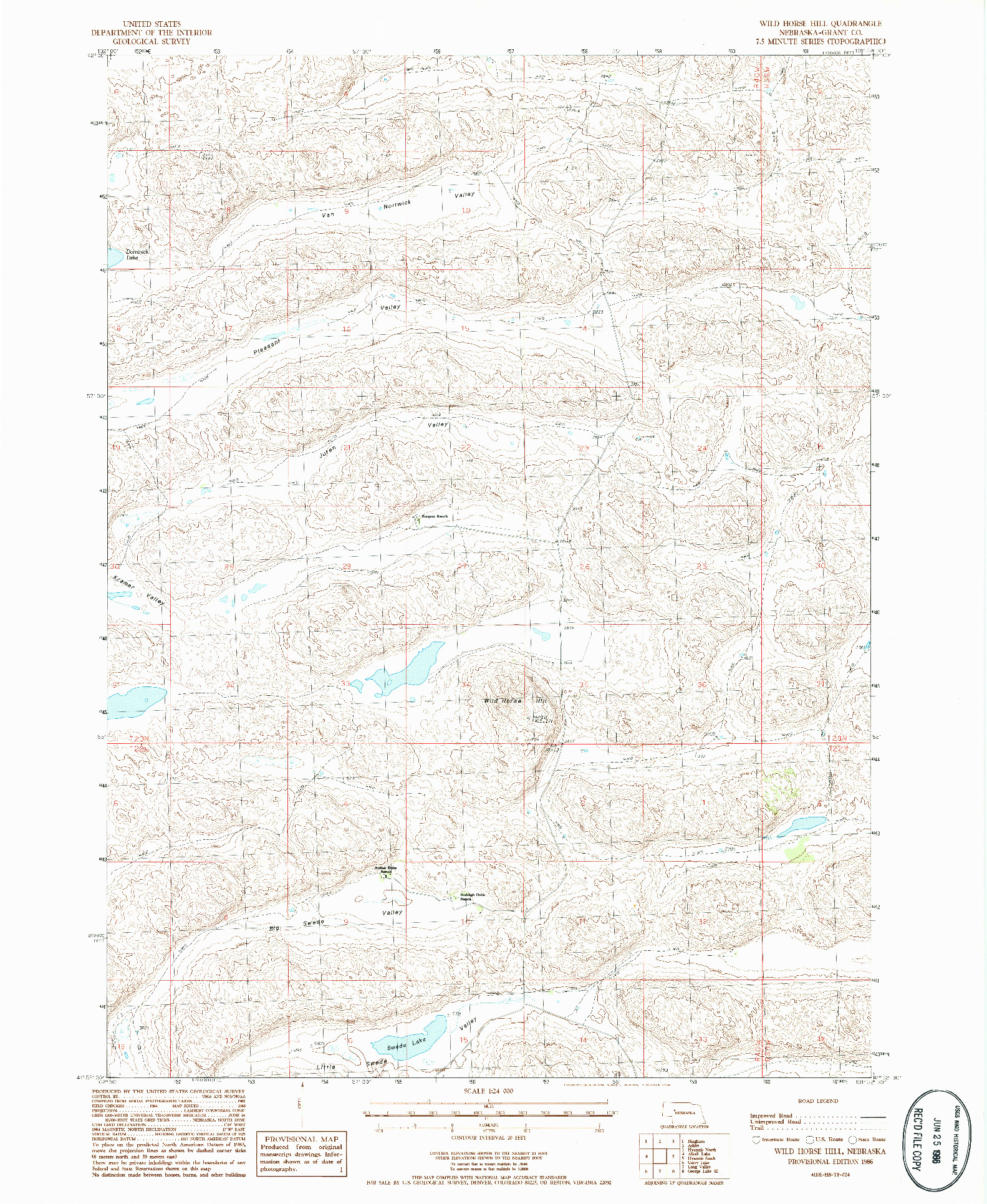 USGS 1:24000-SCALE QUADRANGLE FOR WILD HORSE HILL, NE 1986