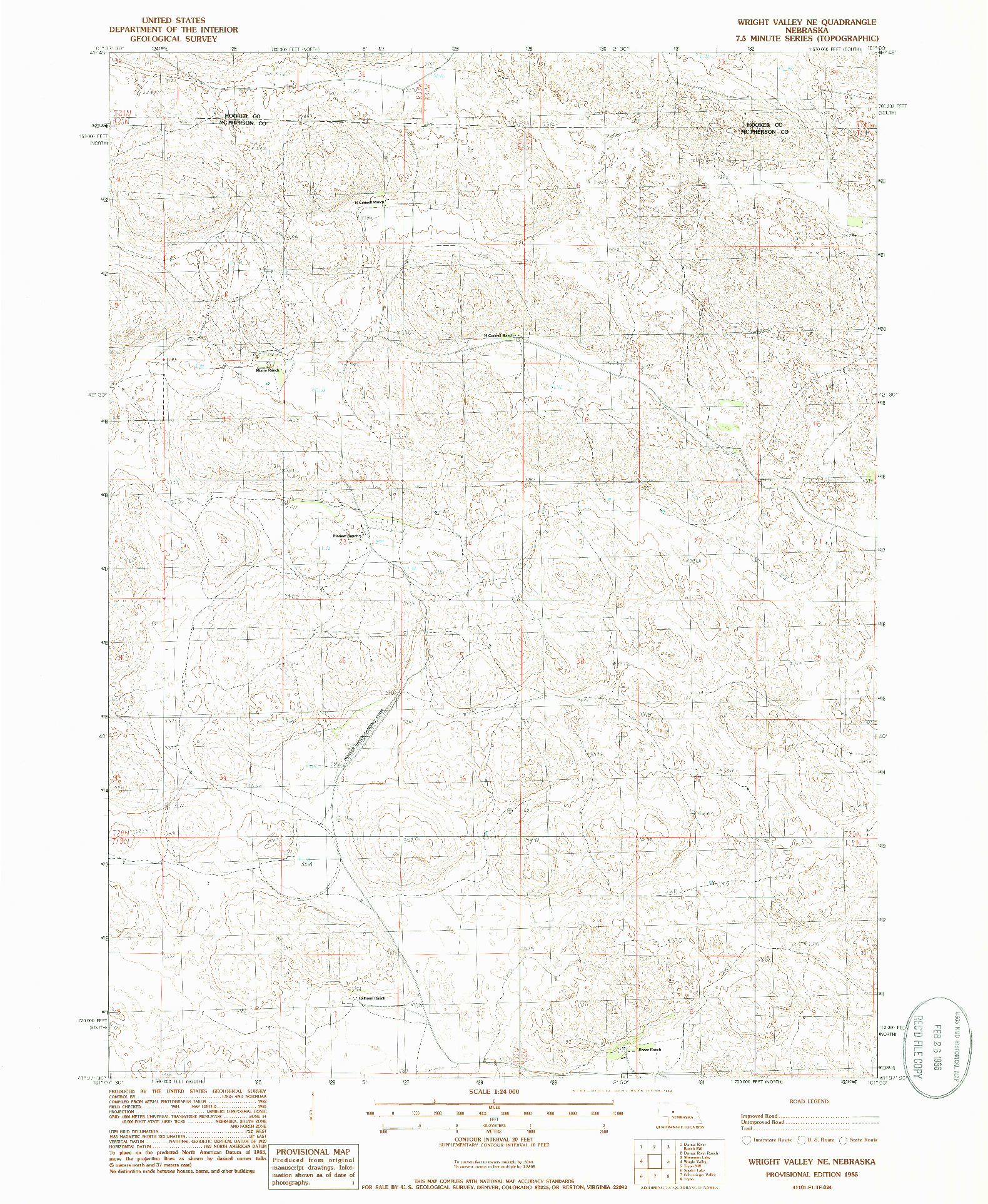 USGS 1:24000-SCALE QUADRANGLE FOR WRIGHT VALLEY NE, NE 1985