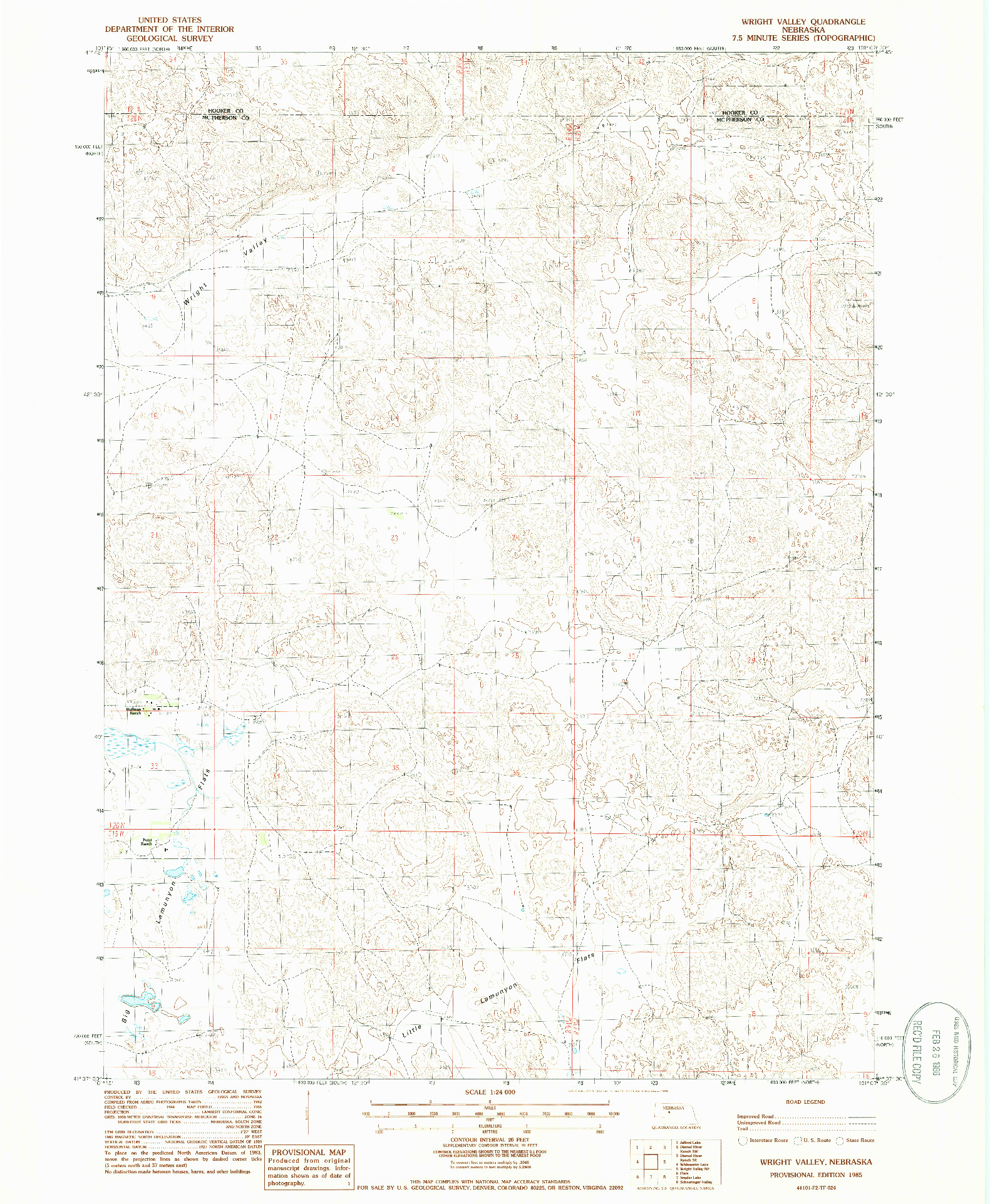 USGS 1:24000-SCALE QUADRANGLE FOR WRIGHT VALLEY, NE 1985