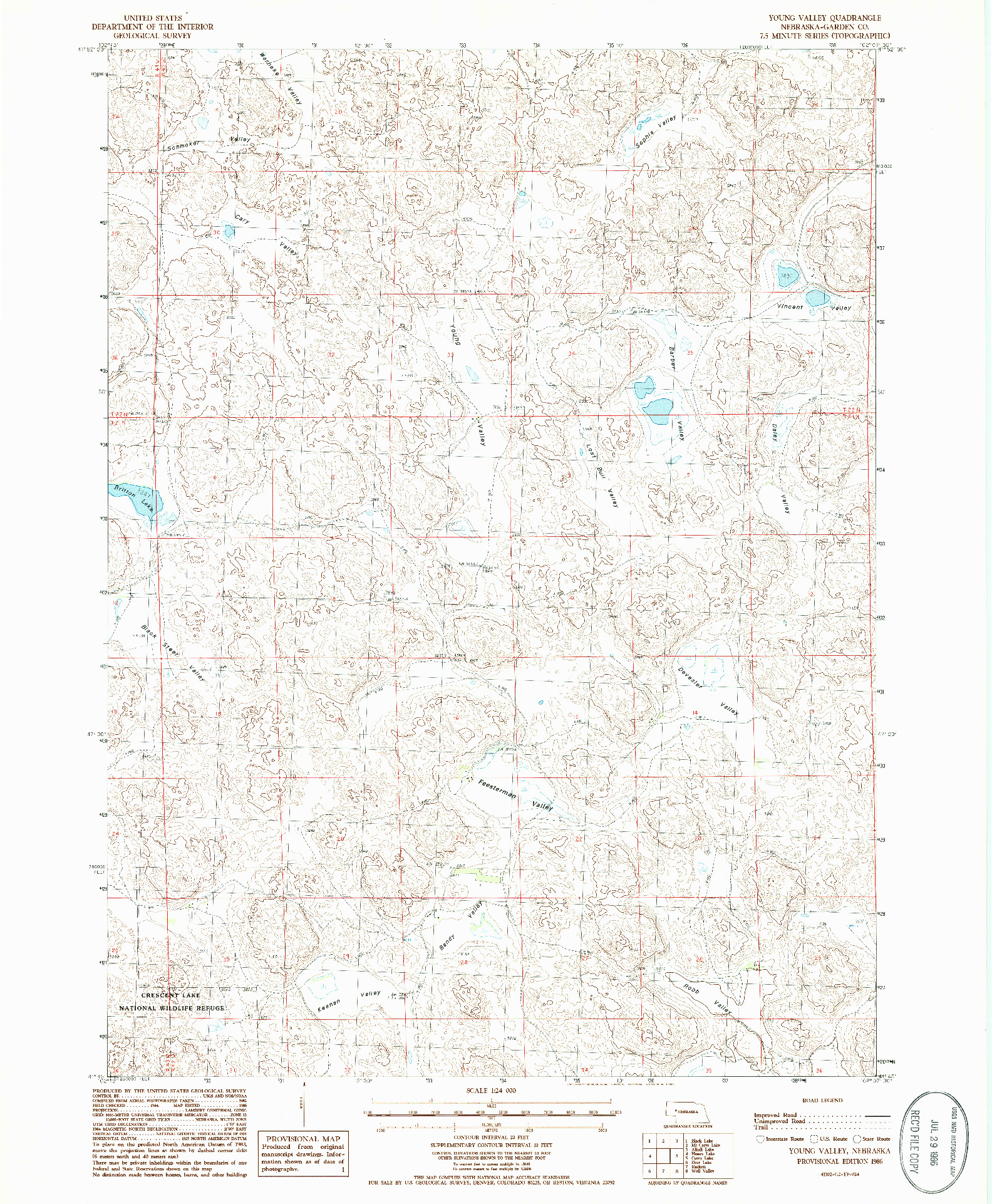 USGS 1:24000-SCALE QUADRANGLE FOR YOUNG VALLEY, NE 1986