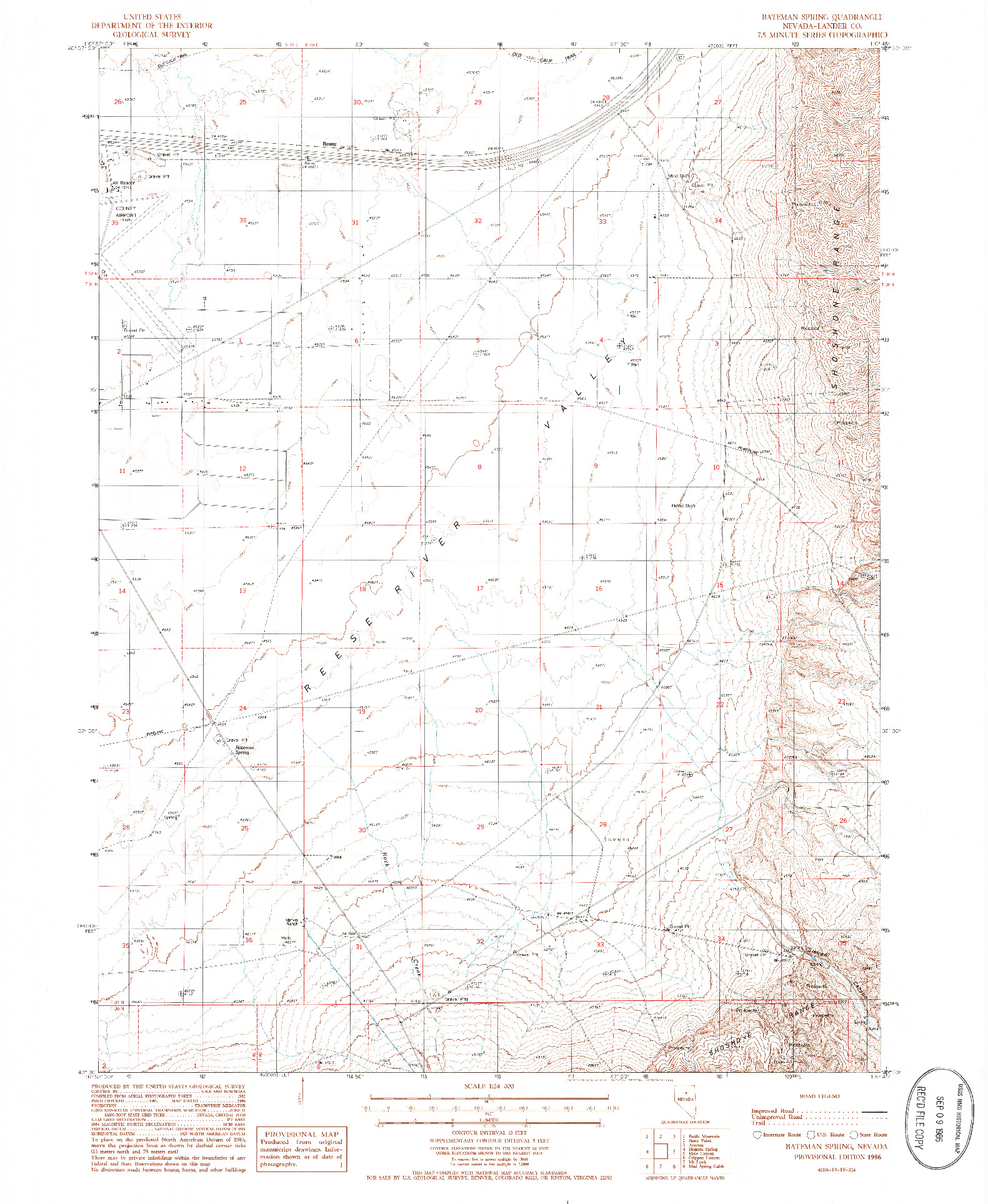 USGS 1:24000-SCALE QUADRANGLE FOR BATEMAN SPRING, NV 1986