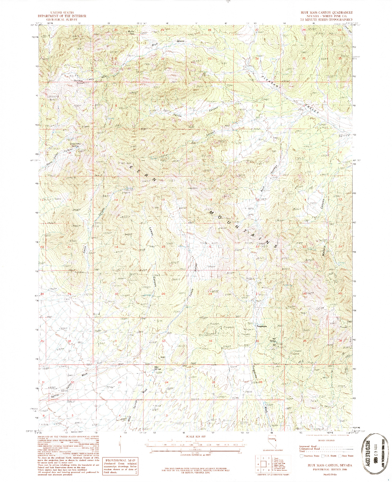 USGS 1:24000-SCALE QUADRANGLE FOR BLUE MASS CANYON, NV 1986