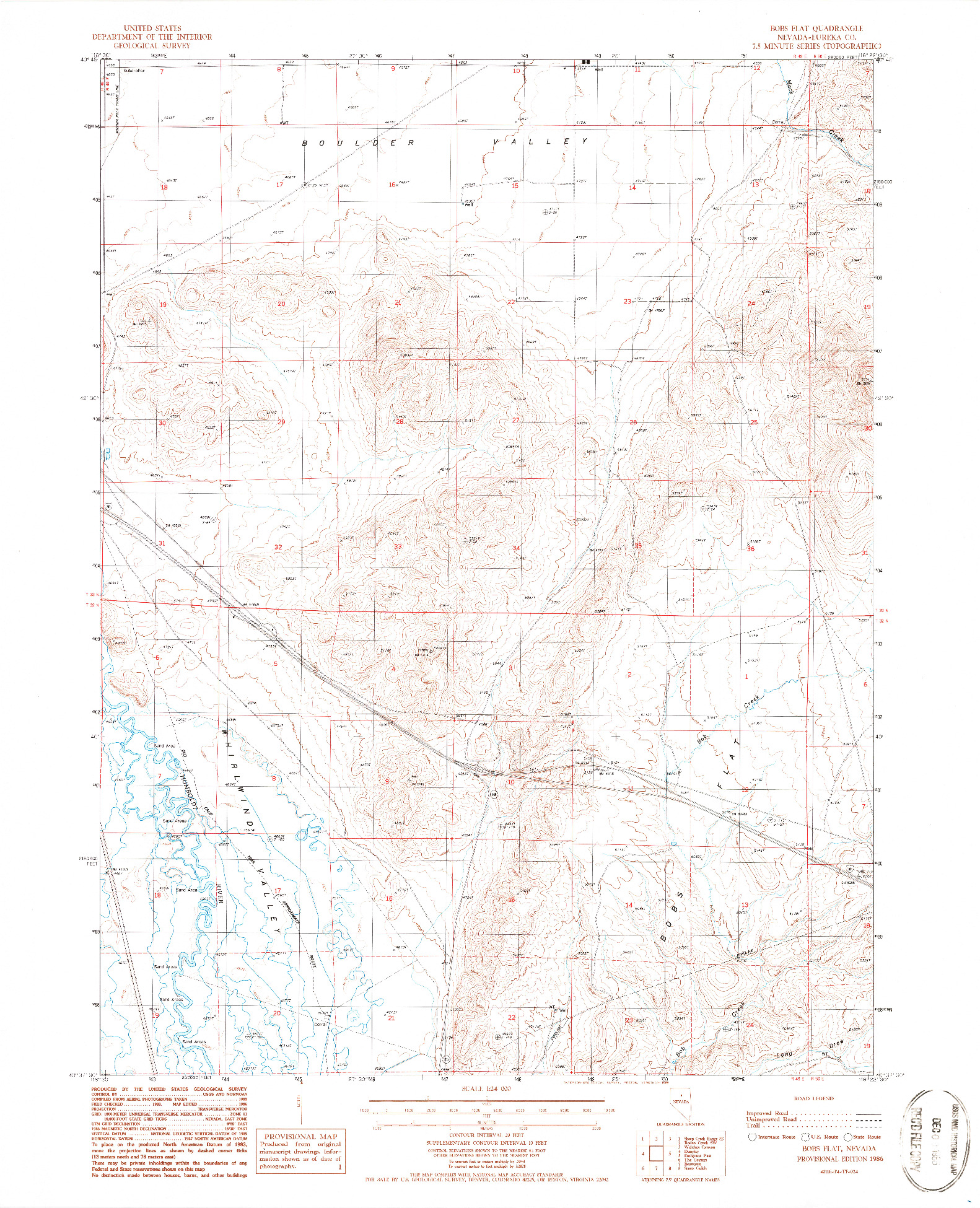USGS 1:24000-SCALE QUADRANGLE FOR BOBS FLAT, NV 1986
