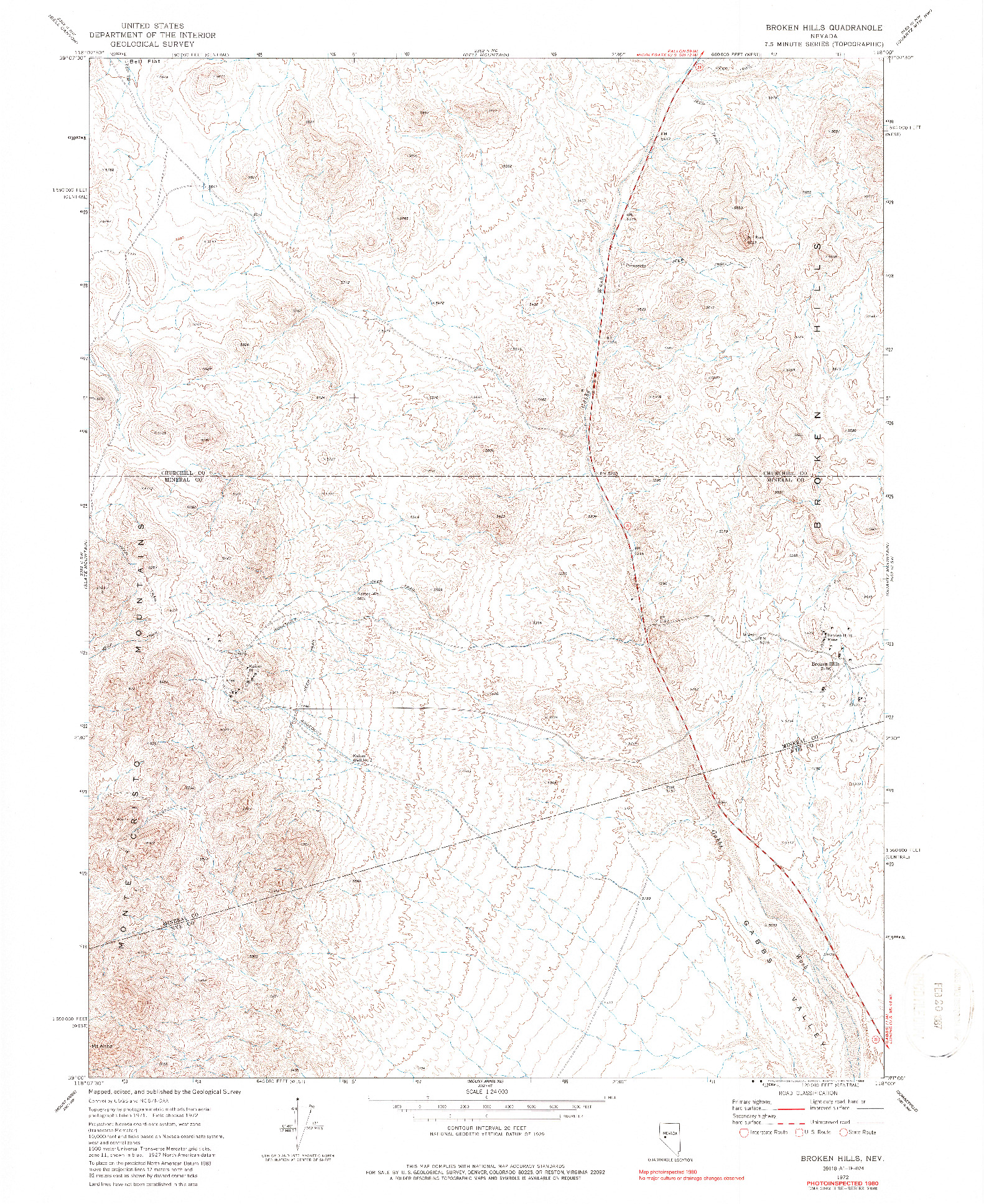 USGS 1:24000-SCALE QUADRANGLE FOR BROKEN HILLS, NV 1972