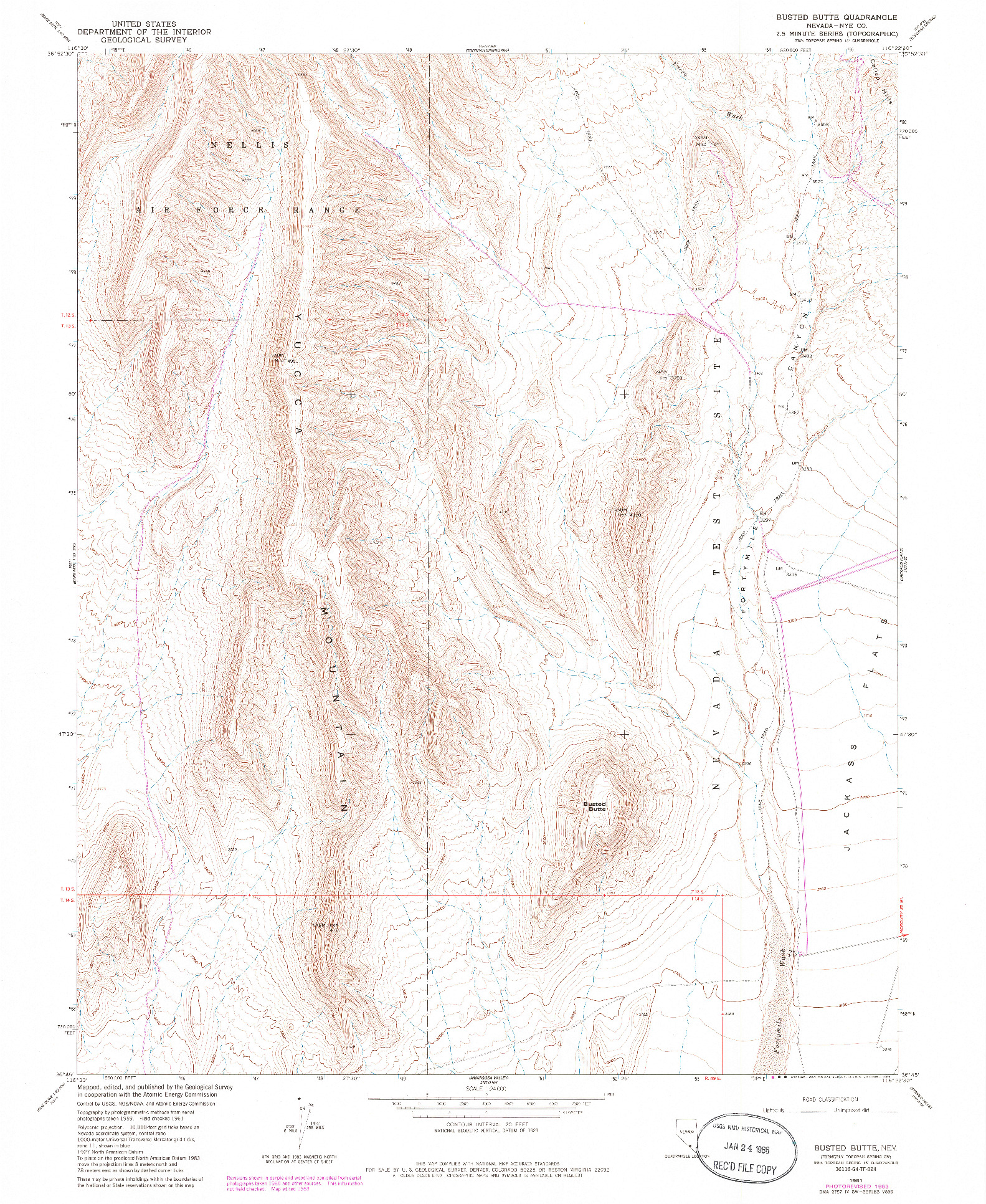 USGS 1:24000-SCALE QUADRANGLE FOR BUSTED BUTTE, NV 1961