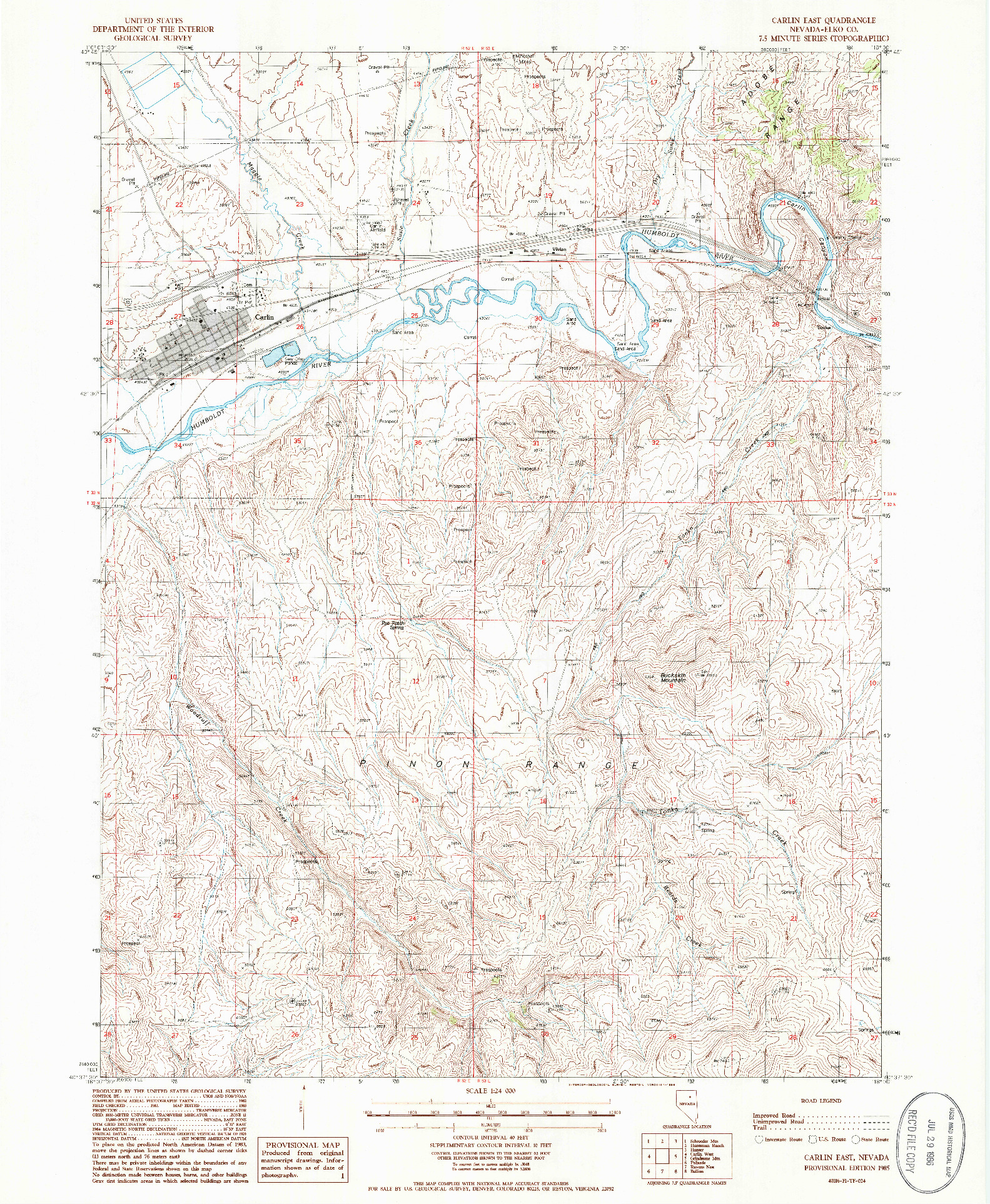 USGS 1:24000-SCALE QUADRANGLE FOR CARLIN EAST, NV 1985