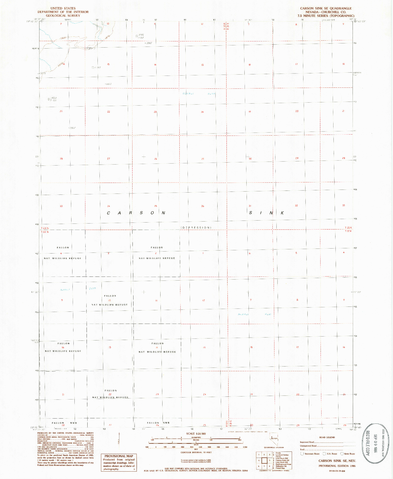 USGS 1:24000-SCALE QUADRANGLE FOR CARSON SINK SE, NV 1986
