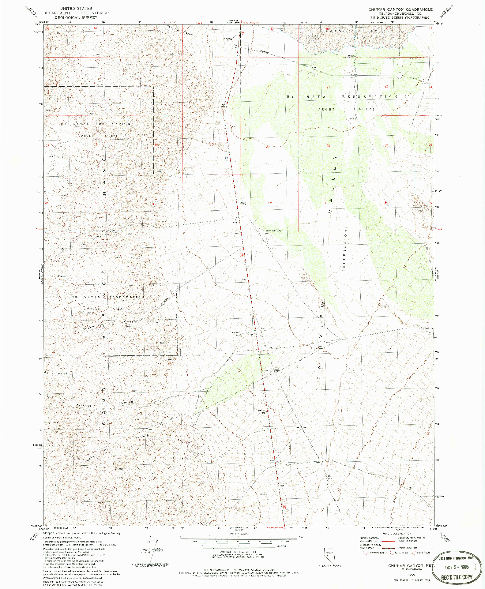 USGS 1:24000-SCALE QUADRANGLE FOR CHUKAR CANYON, NV 1980