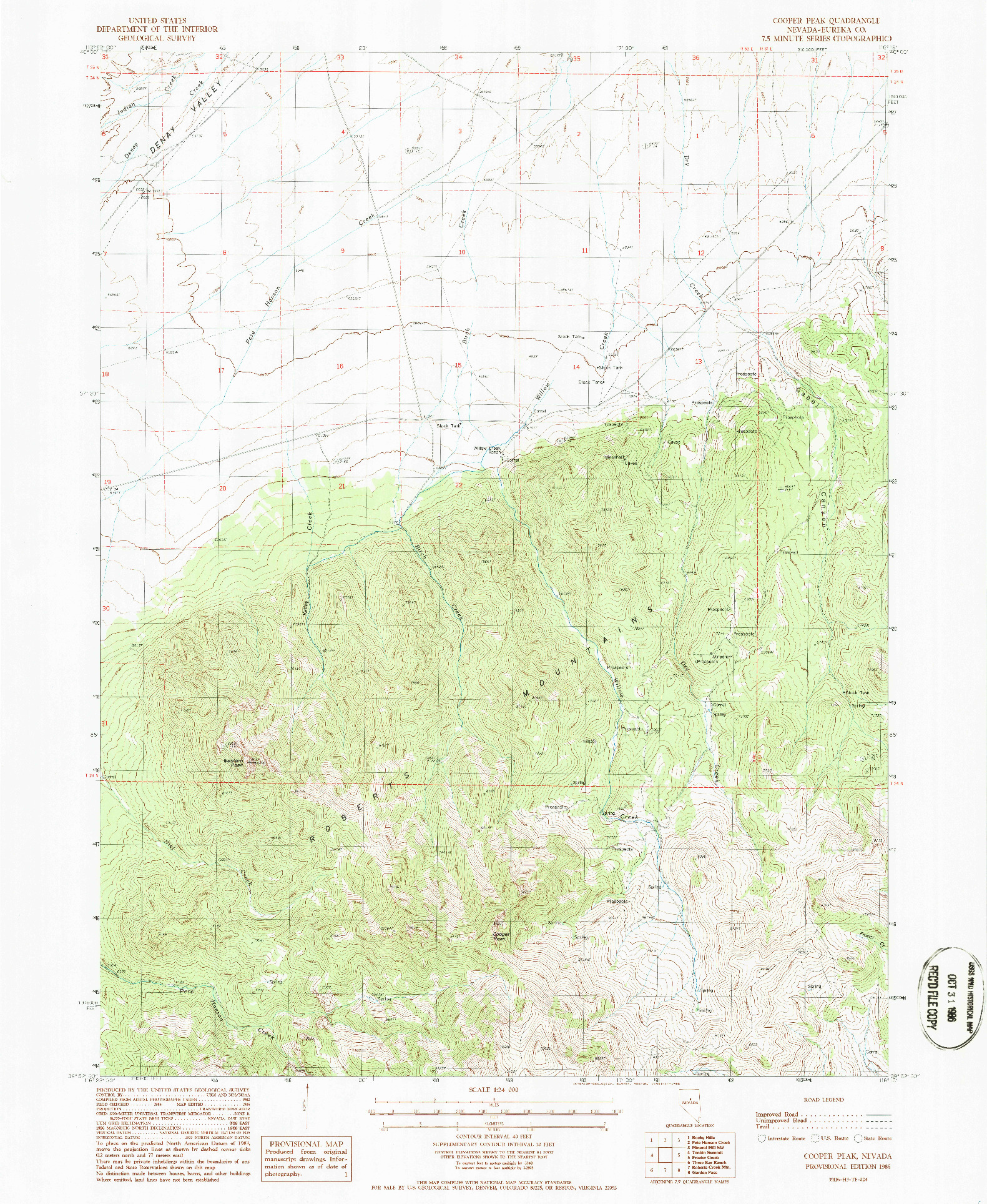 USGS 1:24000-SCALE QUADRANGLE FOR COOPER PEAK, NV 1986