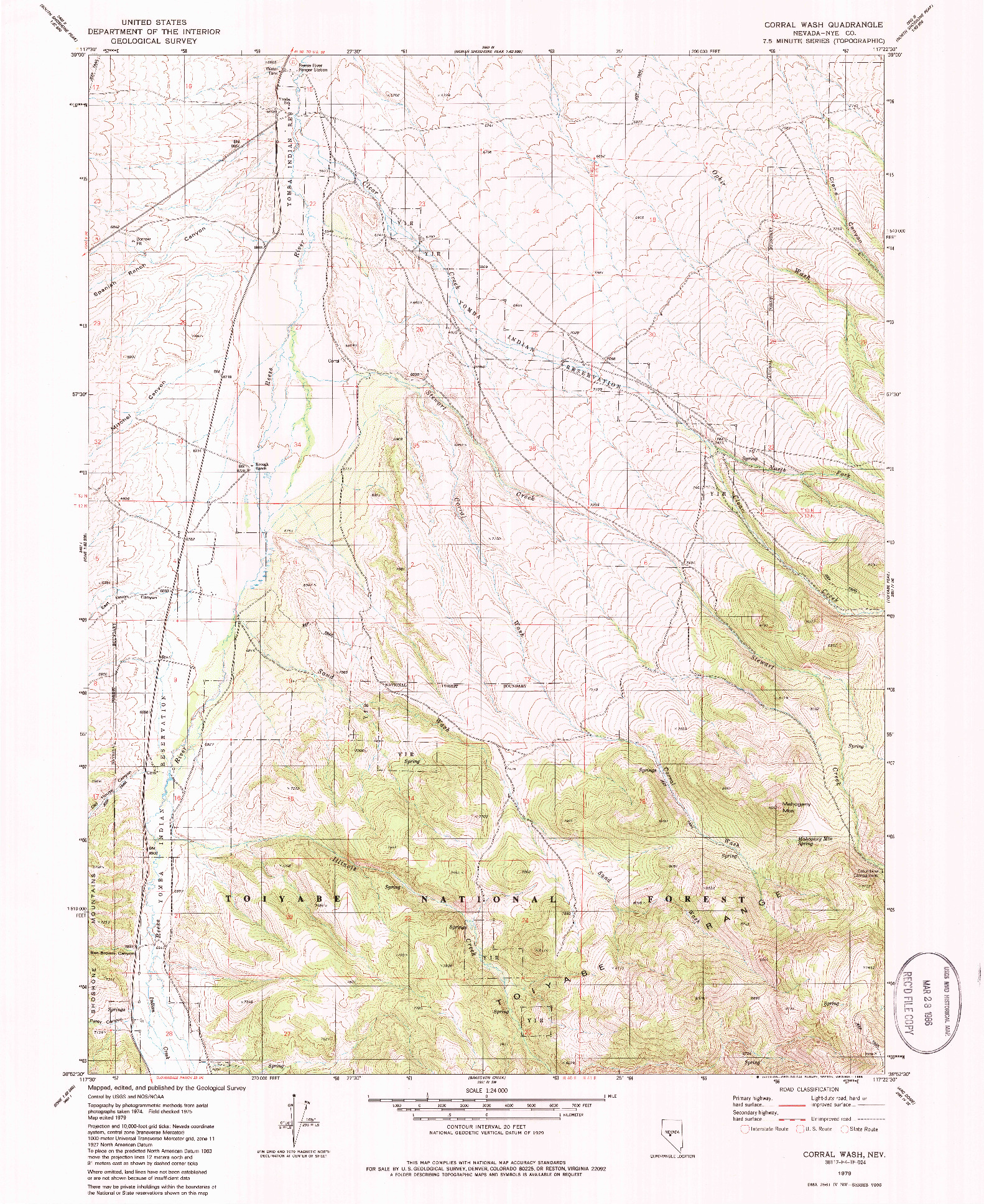 USGS 1:24000-SCALE QUADRANGLE FOR CORRAL WASH, NV 1979