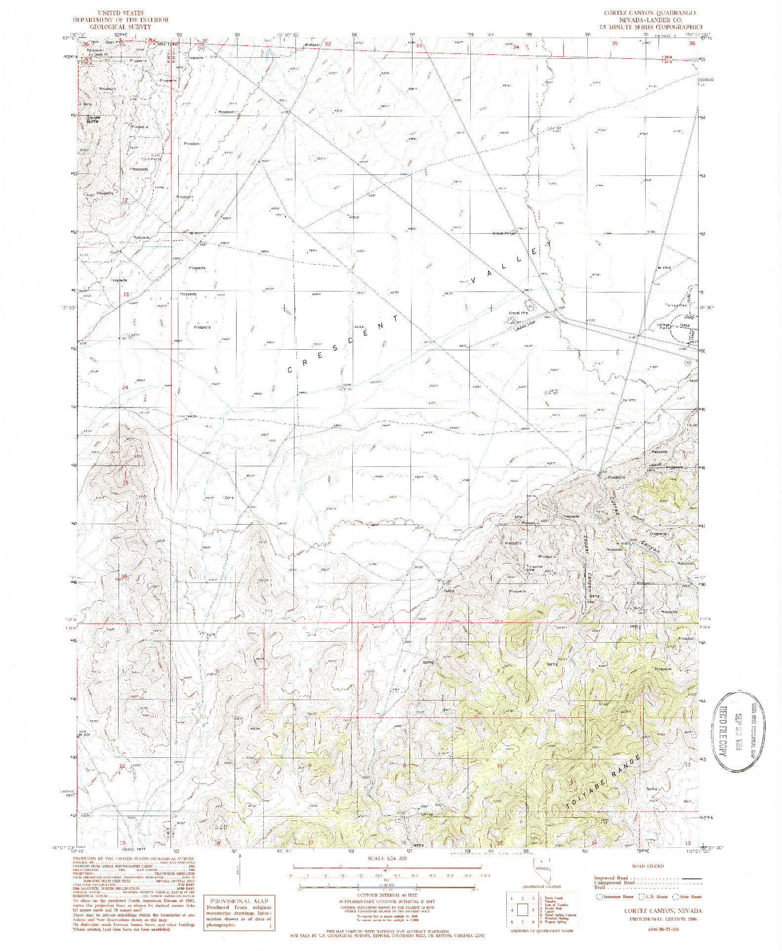 USGS 1:24000-SCALE QUADRANGLE FOR CORTEZ CANYON, NV 1986