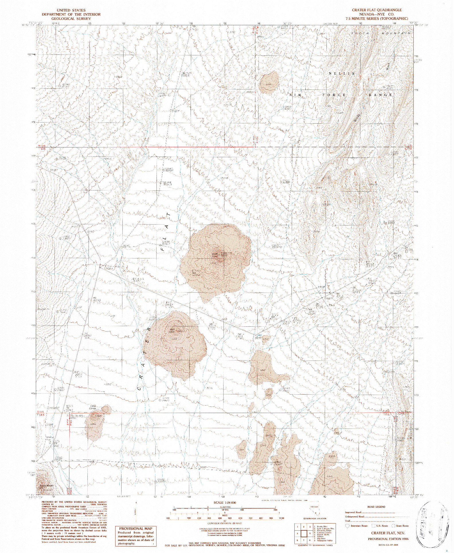 USGS 1:24000-SCALE QUADRANGLE FOR CRATER FLAT, NV 1986