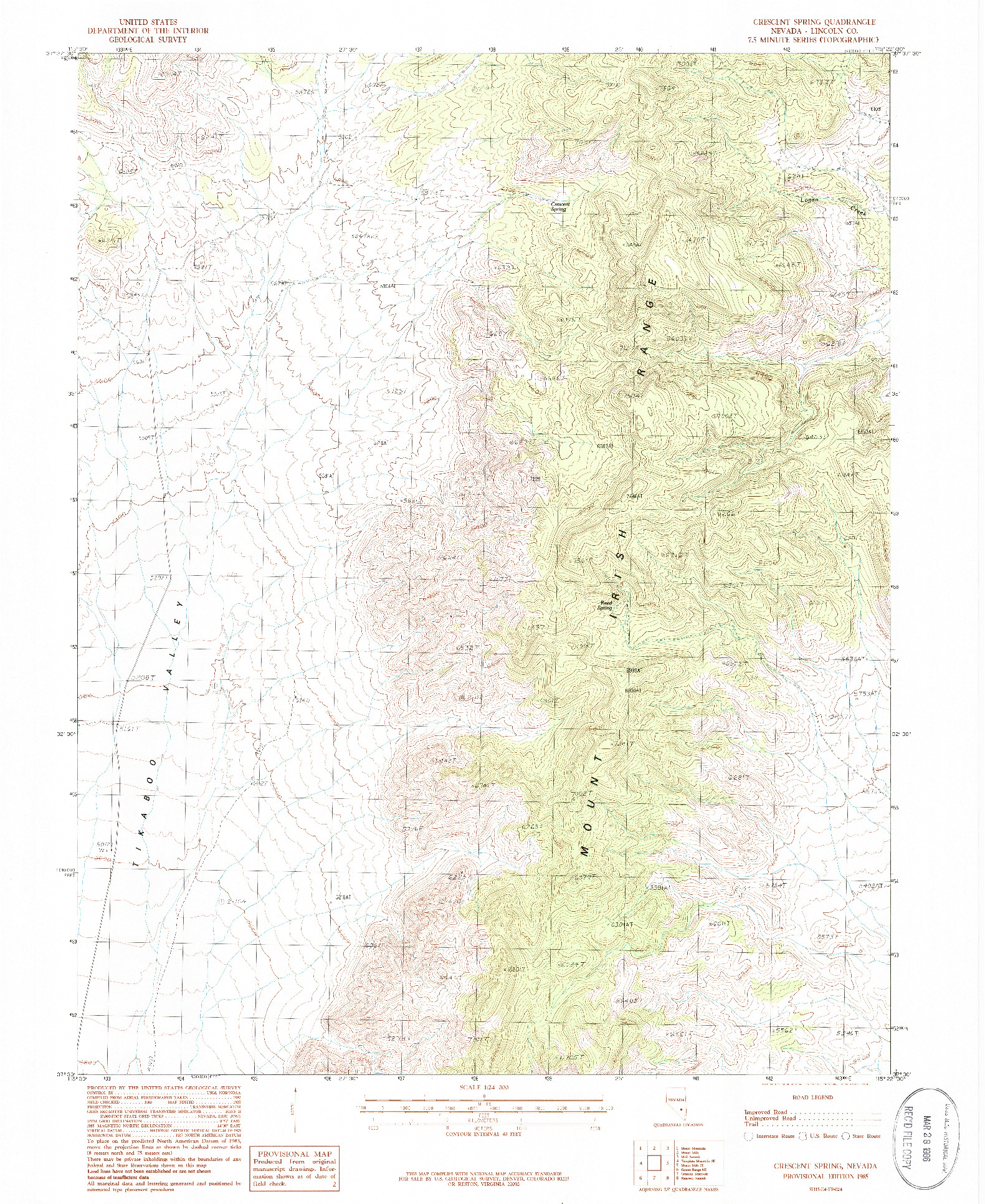 USGS 1:24000-SCALE QUADRANGLE FOR CRESCENT SPRING, NV 1985