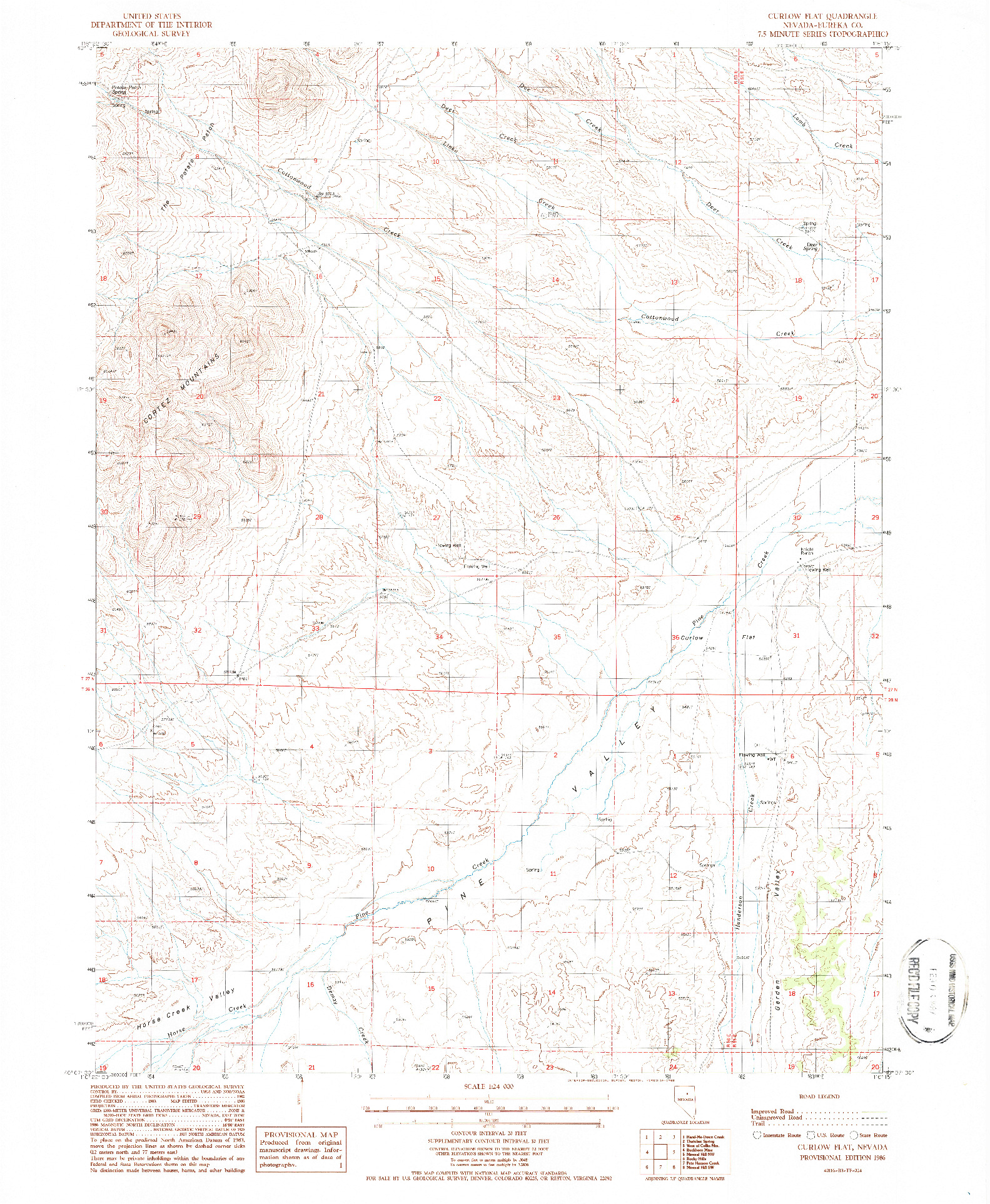 USGS 1:24000-SCALE QUADRANGLE FOR CURLOW FLAT, NV 1986