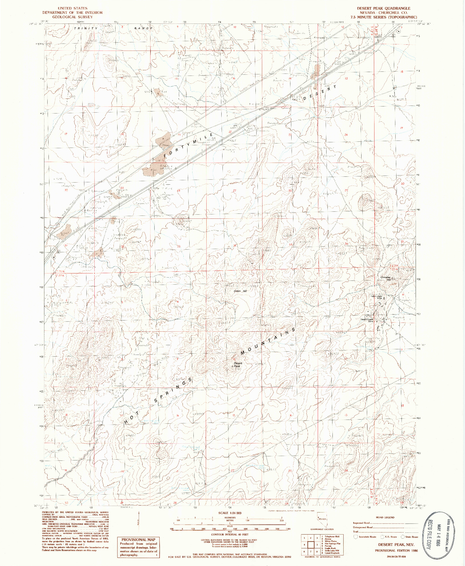 USGS 1:24000-SCALE QUADRANGLE FOR DESERT PEAK, NV 1986