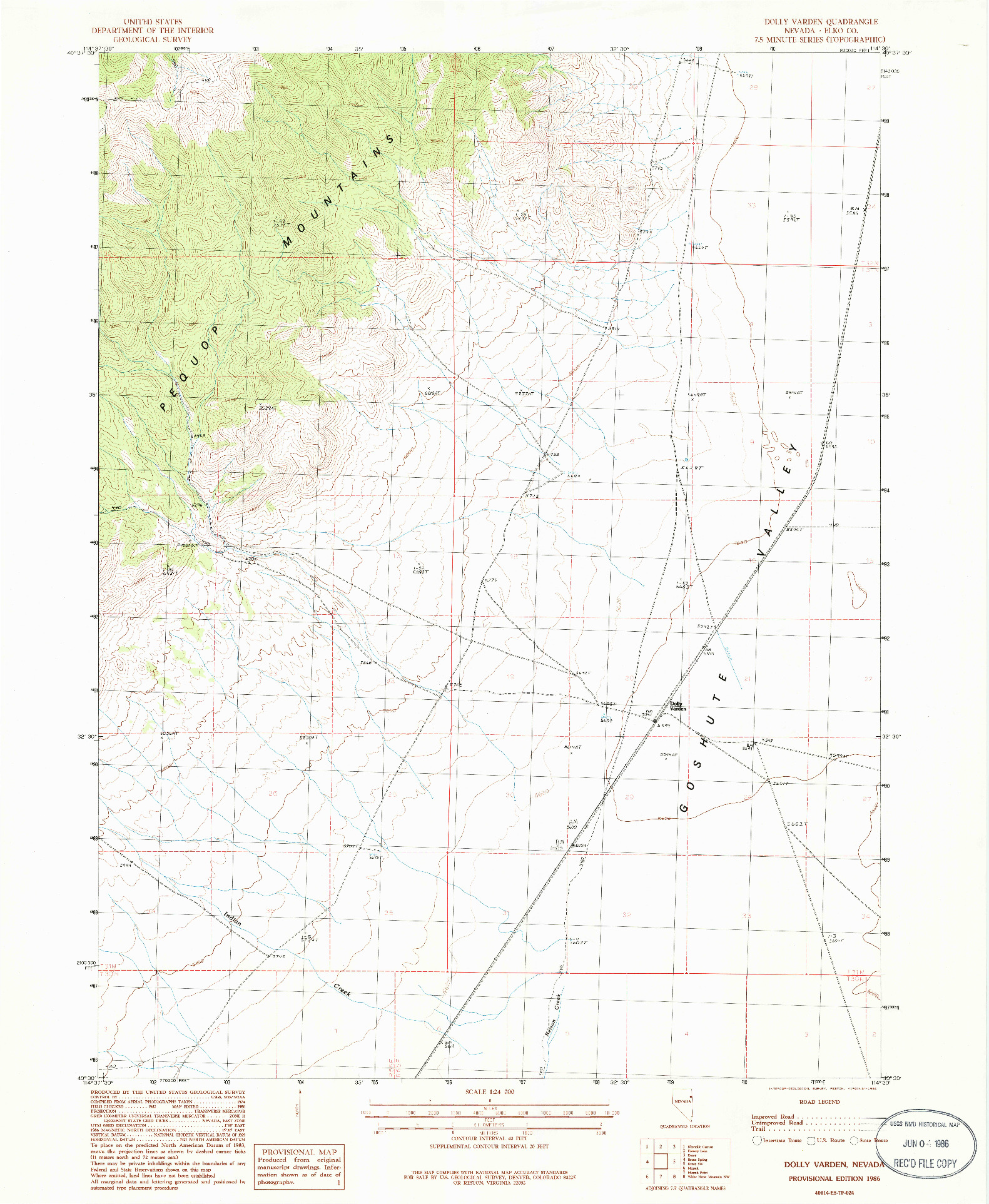 USGS 1:24000-SCALE QUADRANGLE FOR DOLLY VARDEN, NV 1986