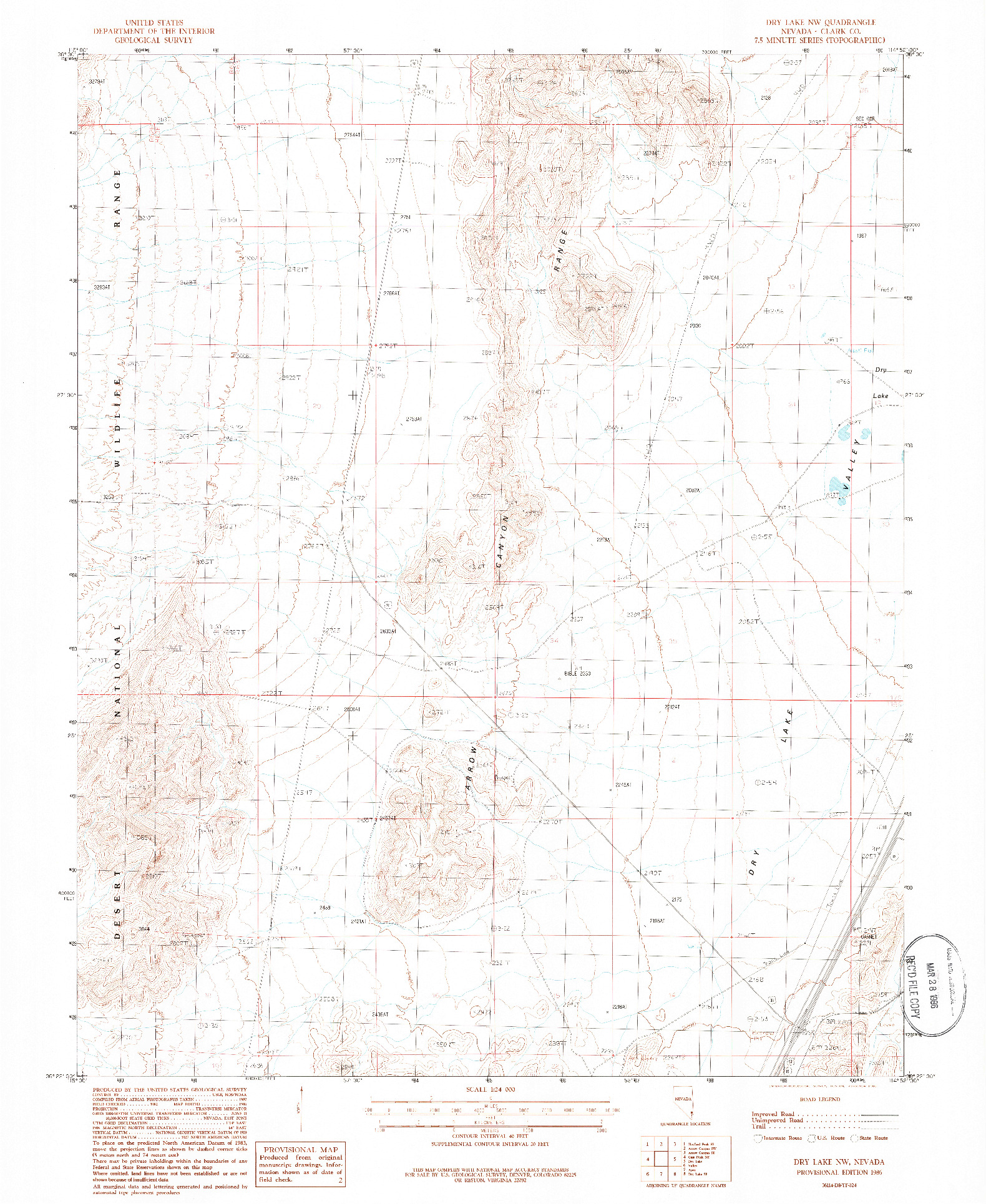 USGS 1:24000-SCALE QUADRANGLE FOR DRY LAKE NW, NV 1986