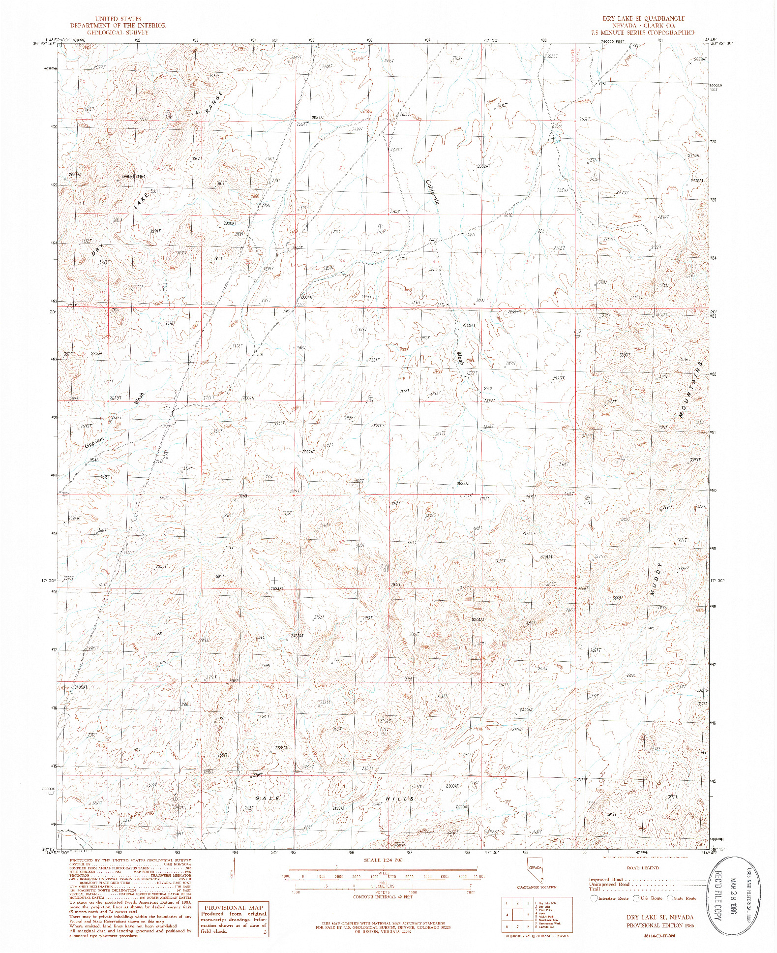 USGS 1:24000-SCALE QUADRANGLE FOR DRY LAKE SE, NV 1986