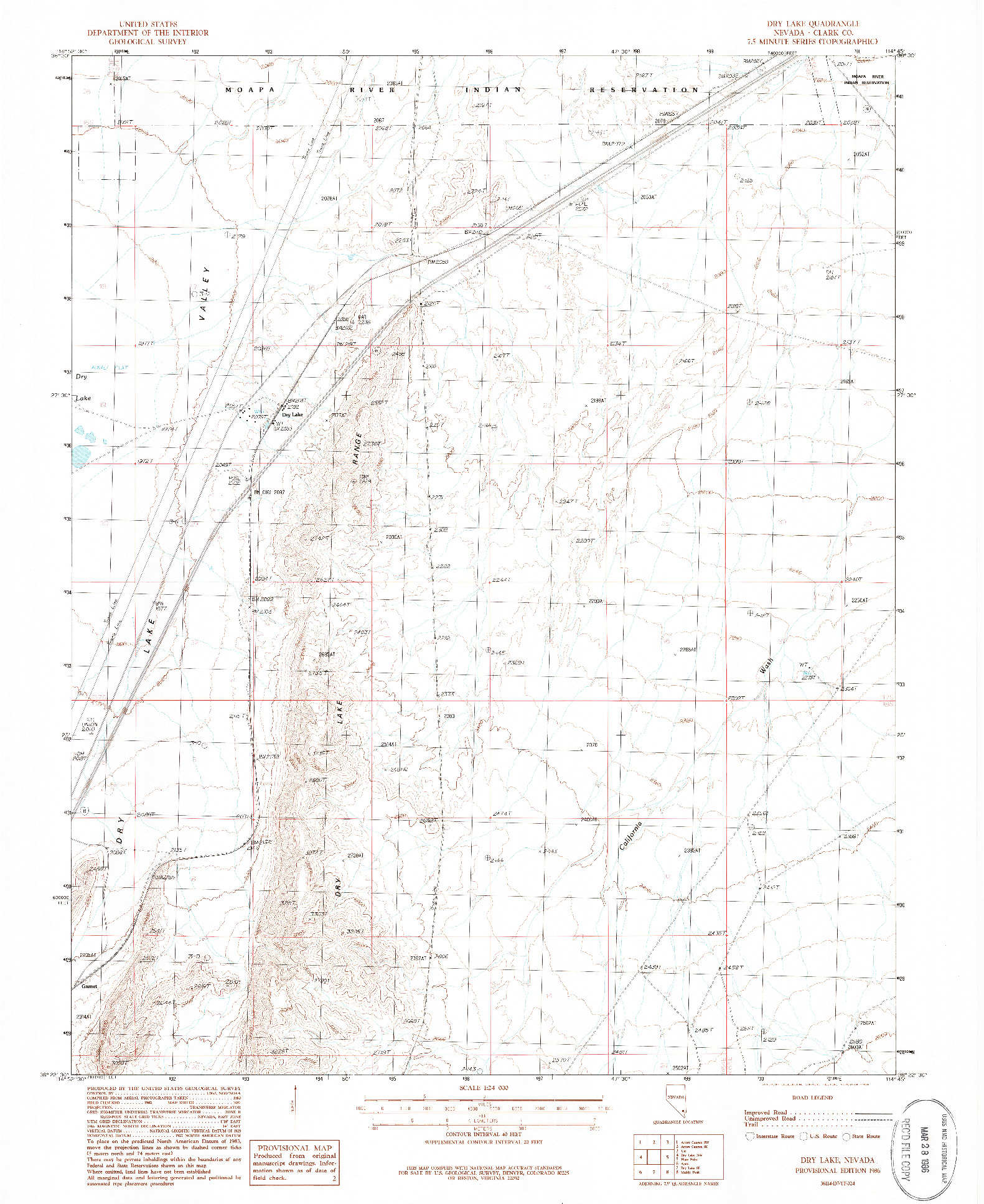 USGS 1:24000-SCALE QUADRANGLE FOR DRY LAKE, NV 1986