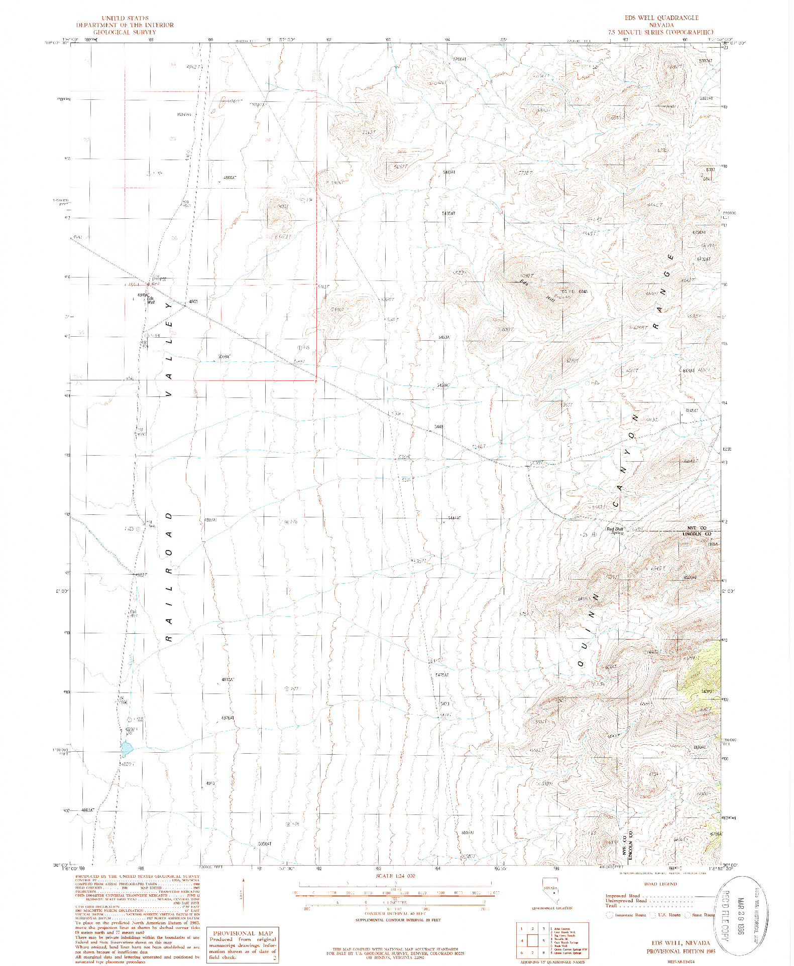 USGS 1:24000-SCALE QUADRANGLE FOR EDS WELL, NV 1985