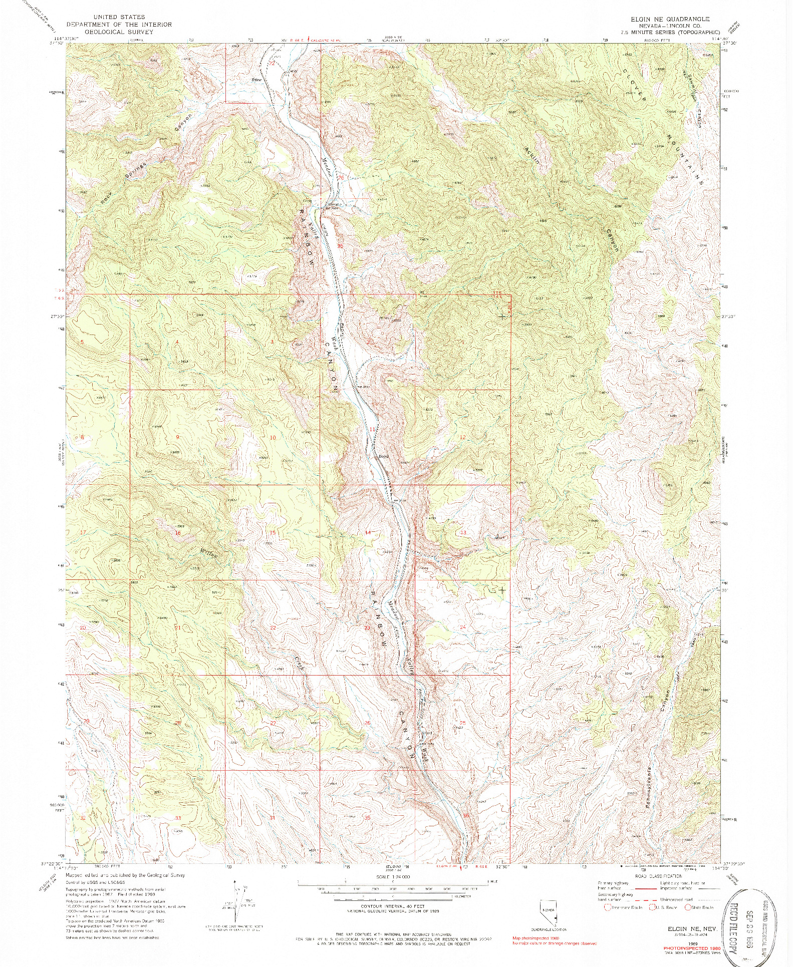 USGS 1:24000-SCALE QUADRANGLE FOR ELGIN NE, NV 1969