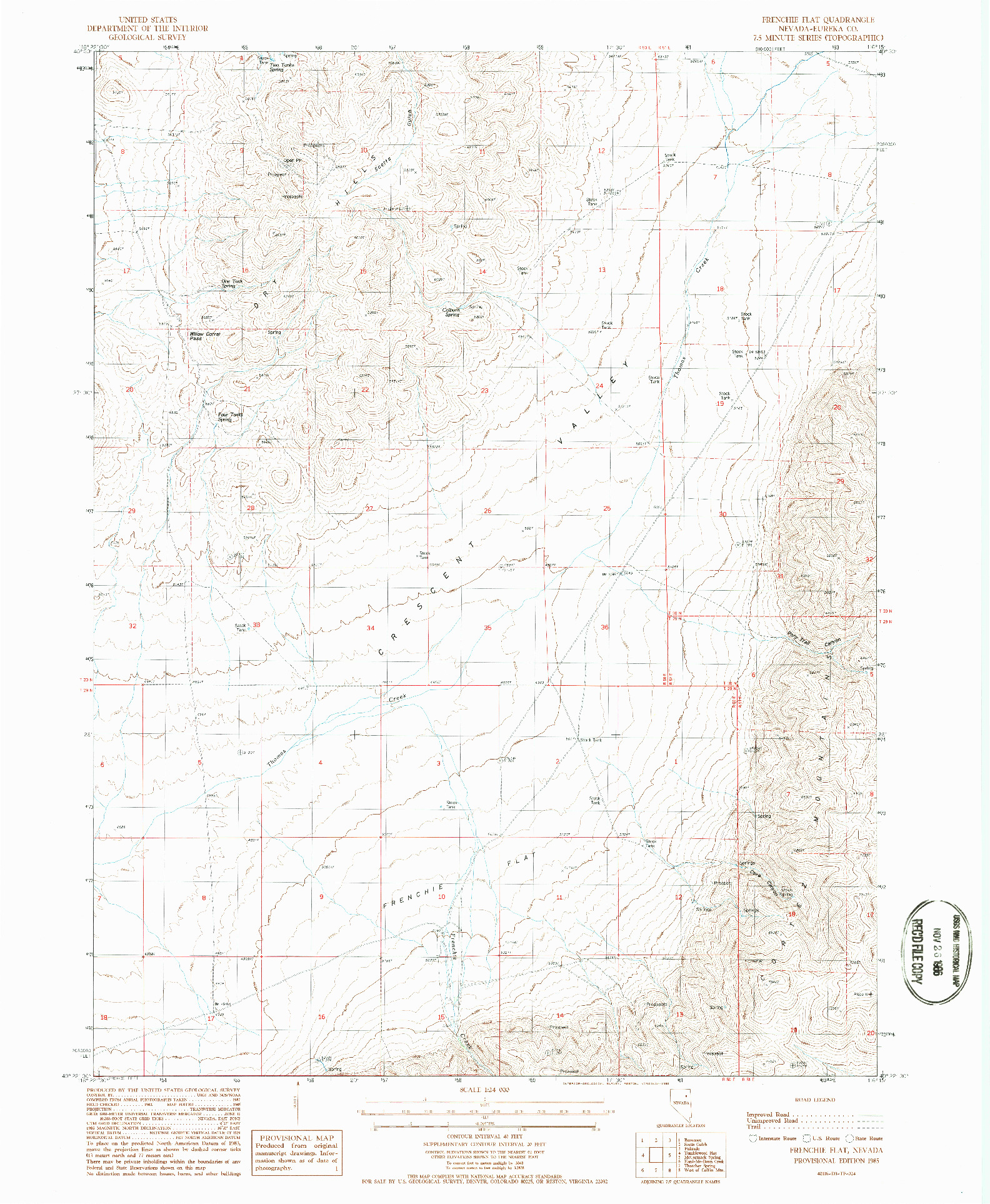 USGS 1:24000-SCALE QUADRANGLE FOR FRENCHIE FLAT, NV 1985