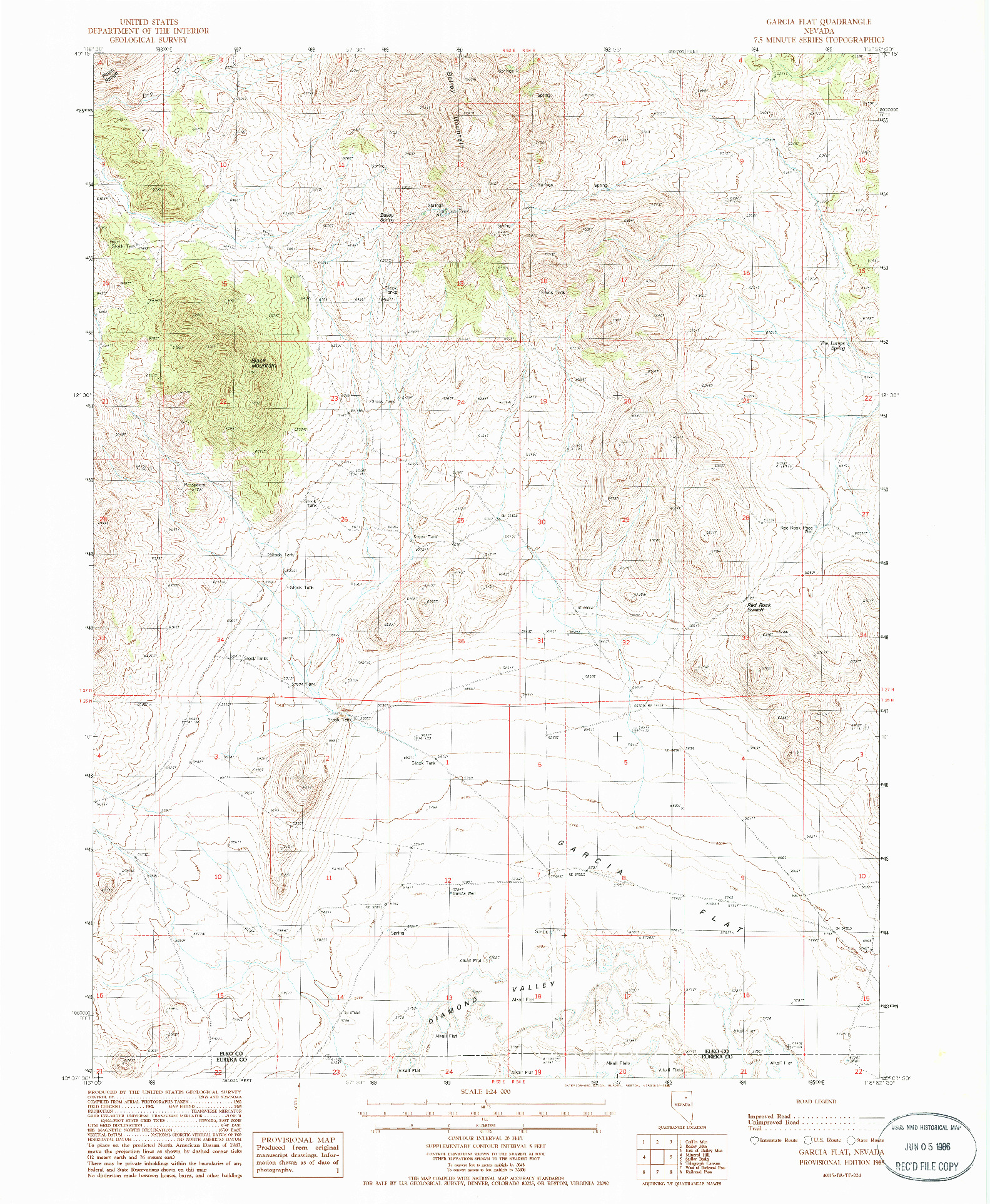 USGS 1:24000-SCALE QUADRANGLE FOR GARCIA FLAT, NV 1985