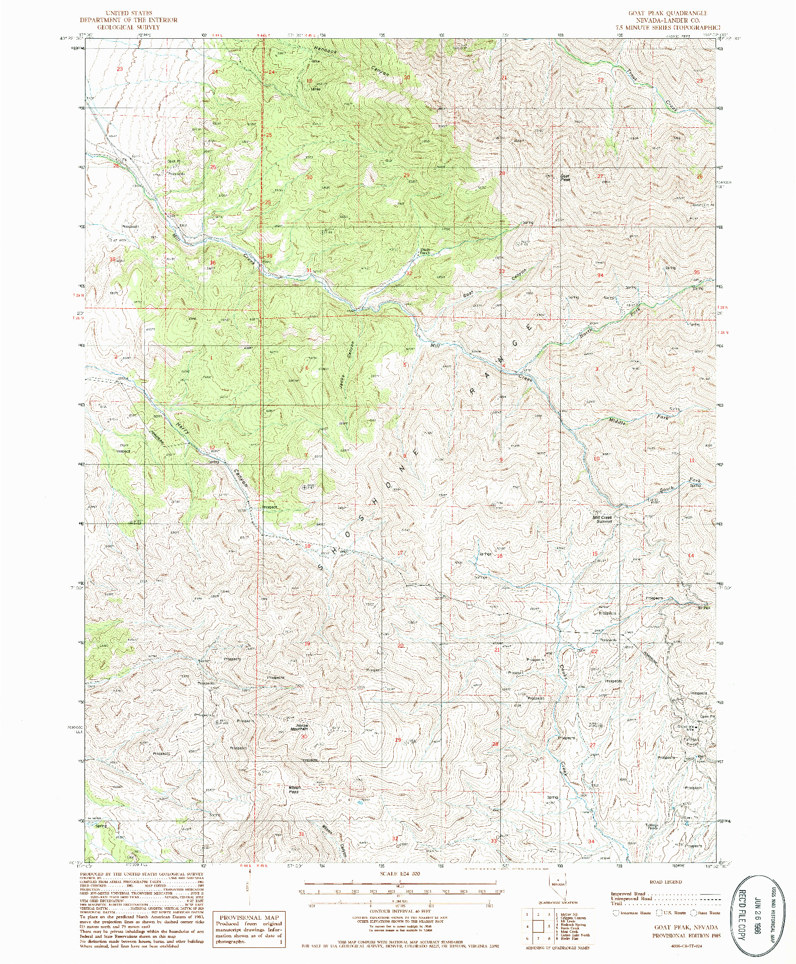 USGS 1:24000-SCALE QUADRANGLE FOR GOAT PEAK, NV 1985