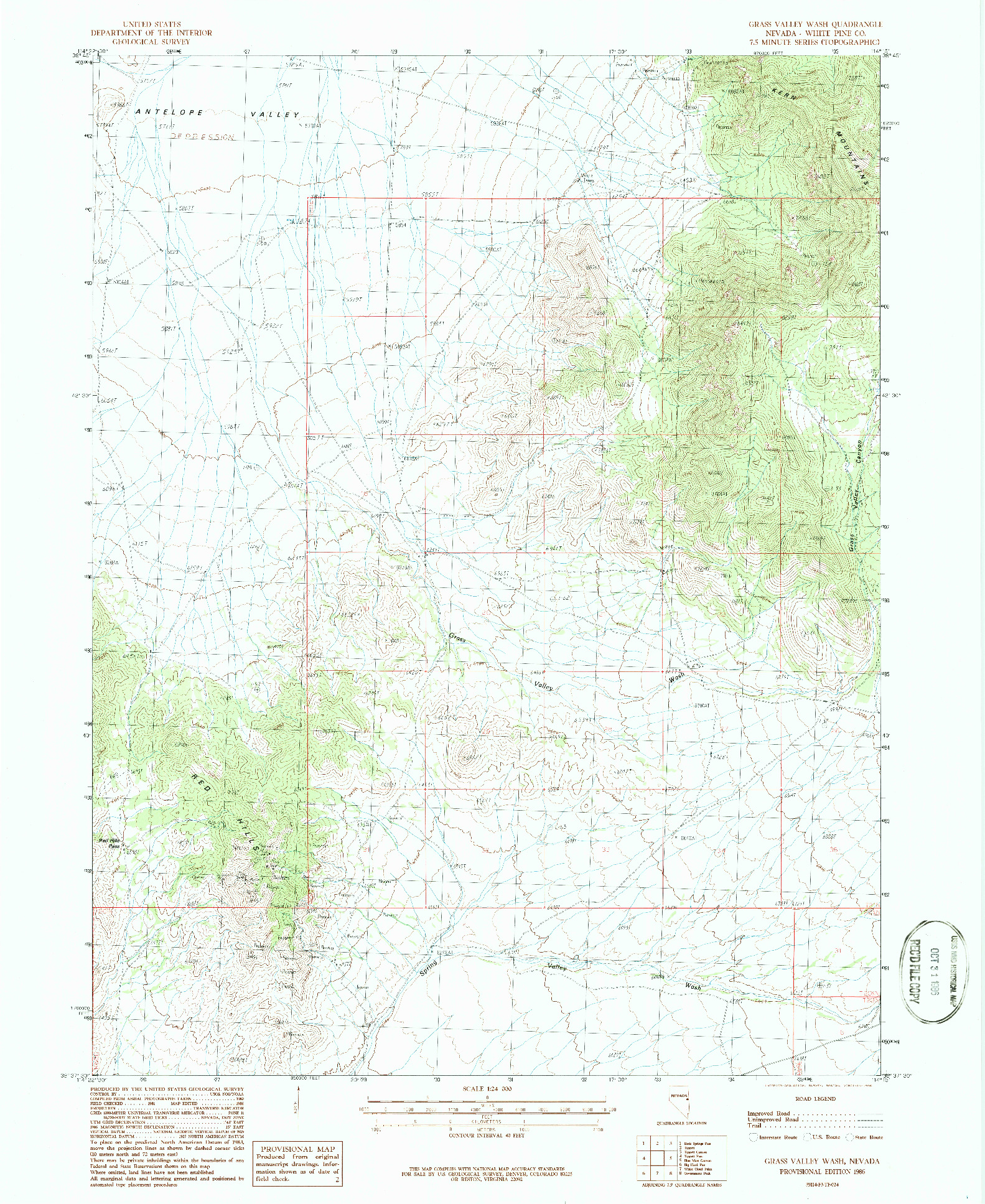 USGS 1:24000-SCALE QUADRANGLE FOR GRASS VALLEY WASH, NV 1986