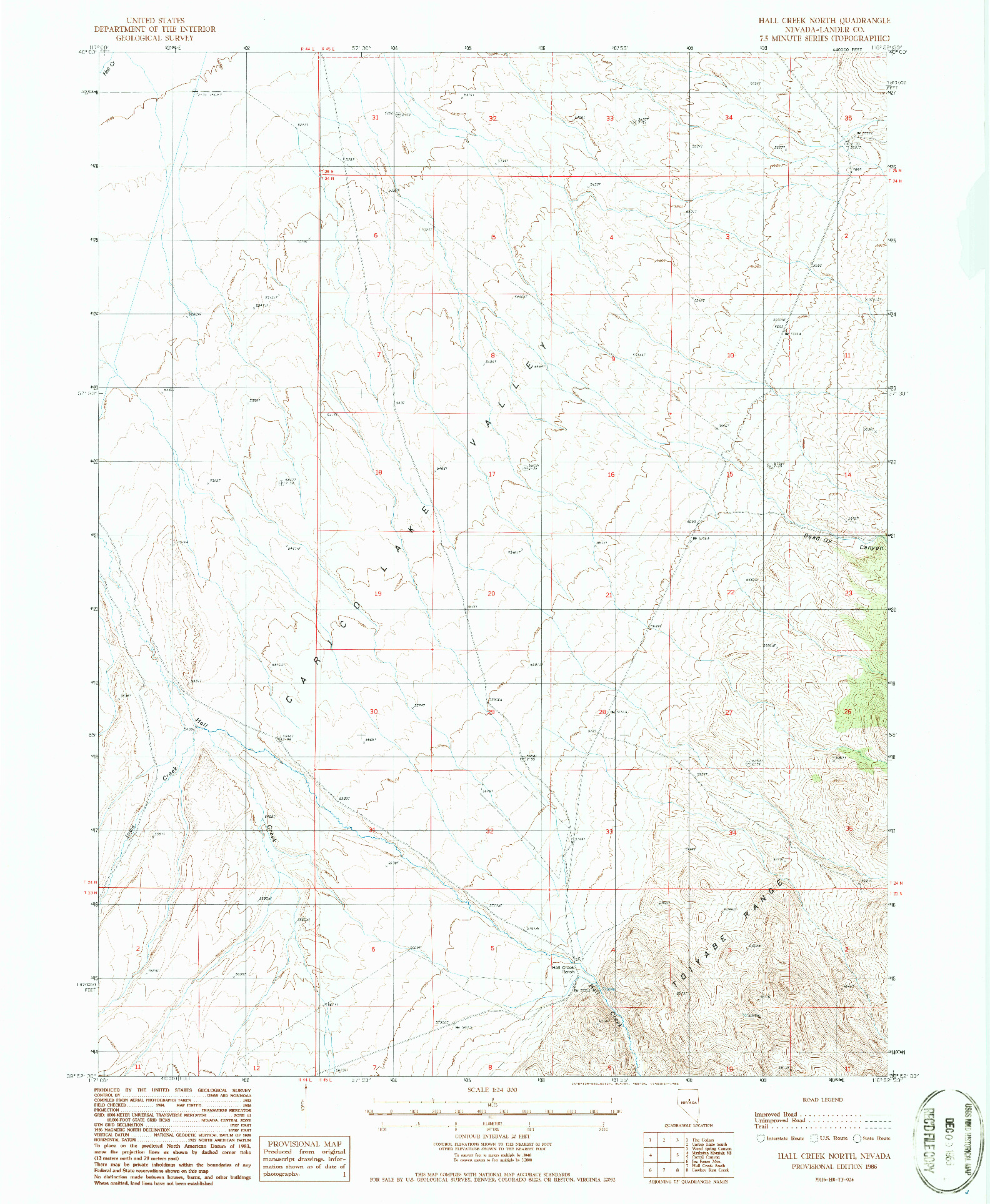 USGS 1:24000-SCALE QUADRANGLE FOR HALL CREEK NORTH, NV 1986