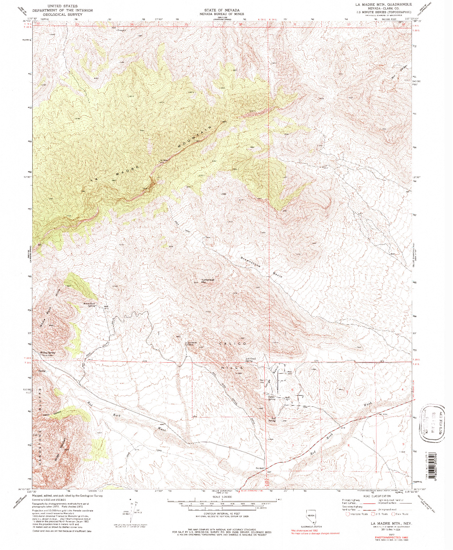 USGS 1:24000-SCALE QUADRANGLE FOR LA MADRE MTN, NV 1972