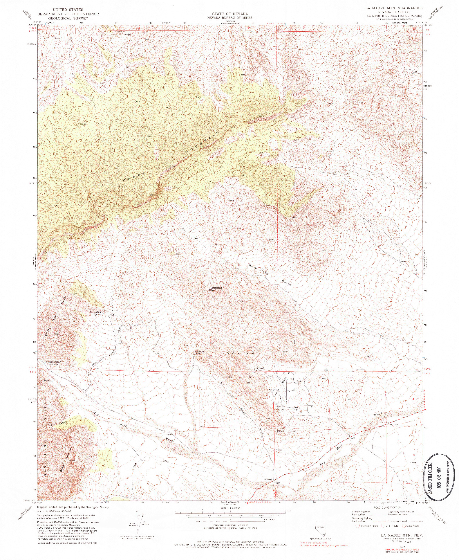 USGS 1:24000-SCALE QUADRANGLE FOR LA MADRE MTN, NV 1972