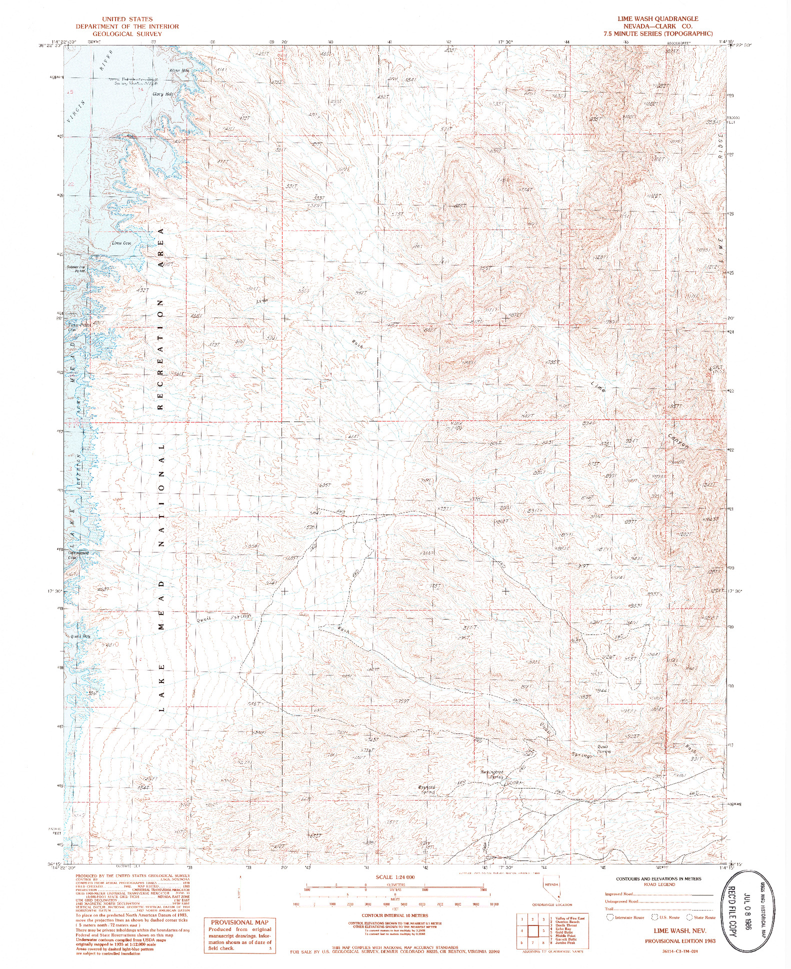 USGS 1:24000-SCALE QUADRANGLE FOR LIME WASH, NV 1983