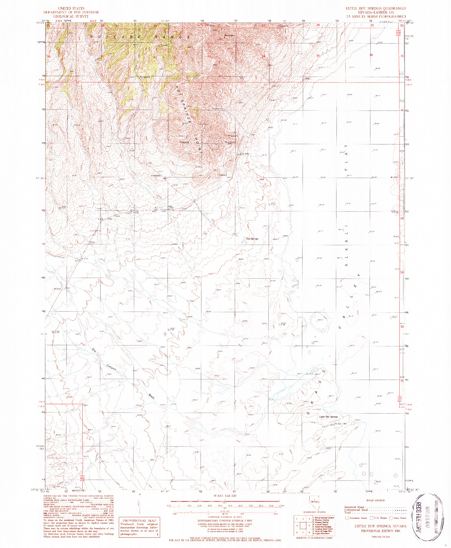 USGS 1:24000-SCALE QUADRANGLE FOR LITTLE HOT SPRINGS, NV 1986