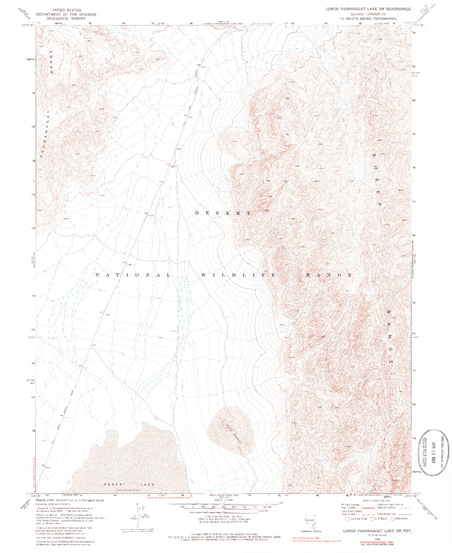 USGS 1:24000-SCALE QUADRANGLE FOR LOWER PAHRANAGAT LAKE SW, NV 1969