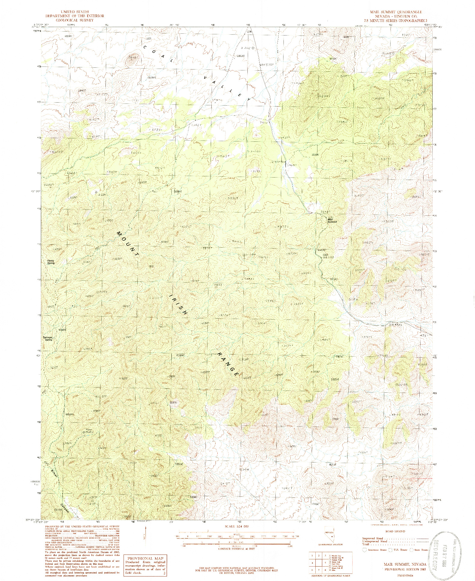 USGS 1:24000-SCALE QUADRANGLE FOR MAIL SUMMIT, NV 1985